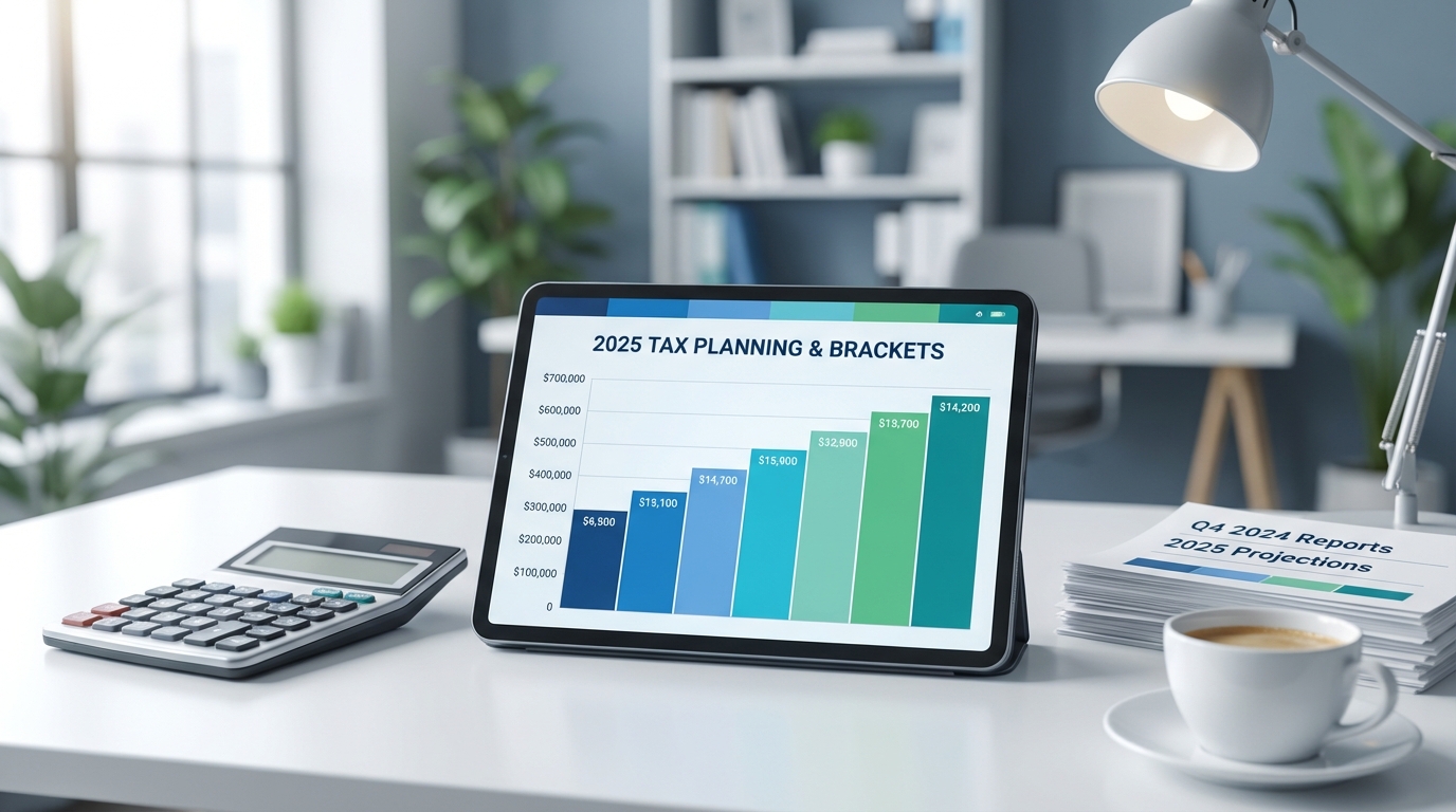   2026federal tax brackets and standard deduction calculator on a digital tablet