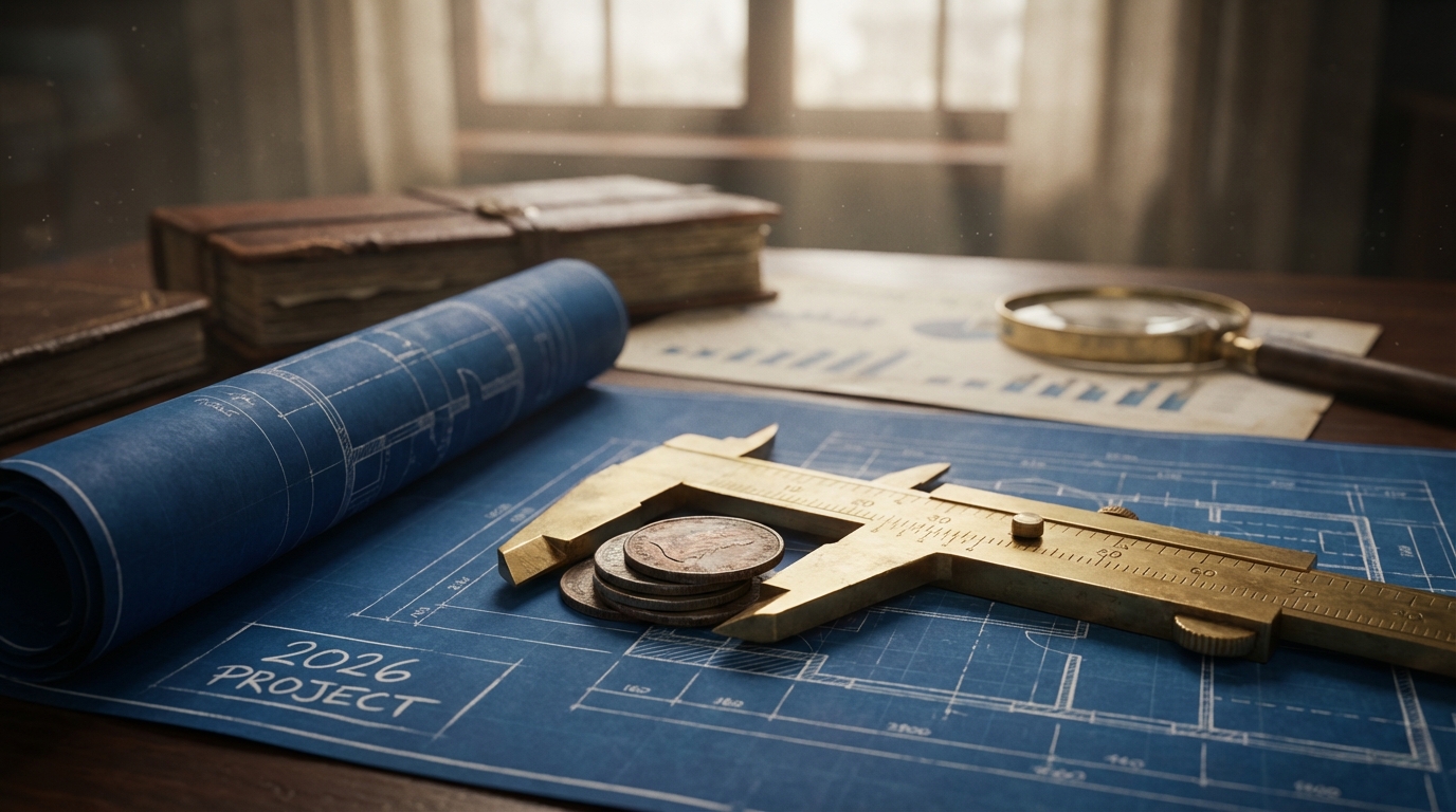   2026 HSA contribution limits visualization showing a golden caliper measuring tax savings on a blueprint, representing the new IRS inflation adjustments and maximums for self-only and family coverage.