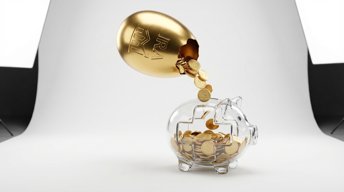   IRA to HSA fund transfer concept with golden coins