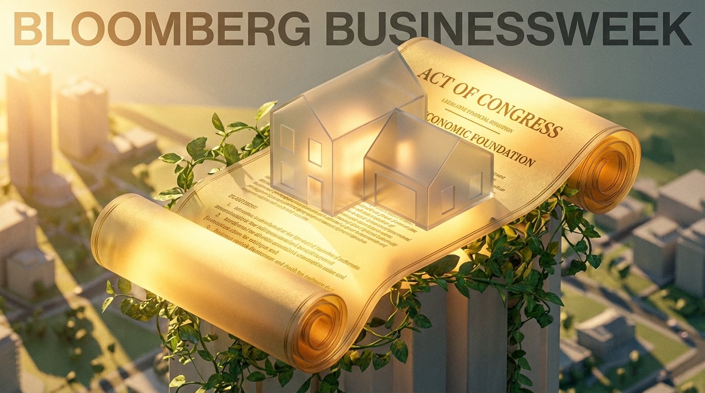   3D illustration of the One Big Beautiful Bill Act forming a golden foundation for a family home, representing the 2025 Child Tax Credit updates. 