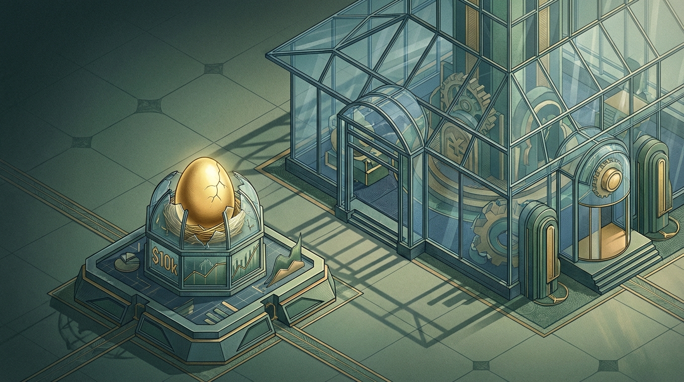  Illustration of a tax deduction limit expanding from a small glass box to a larger atrium, representing the 2025 SALT cap increase. 