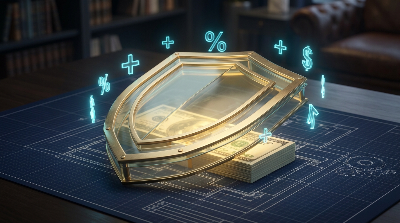   3D illustration of a golden shield protecting assets, representing the 2025 standard deduction increase to $31,500 for married filing jointly and protection against inflation. 