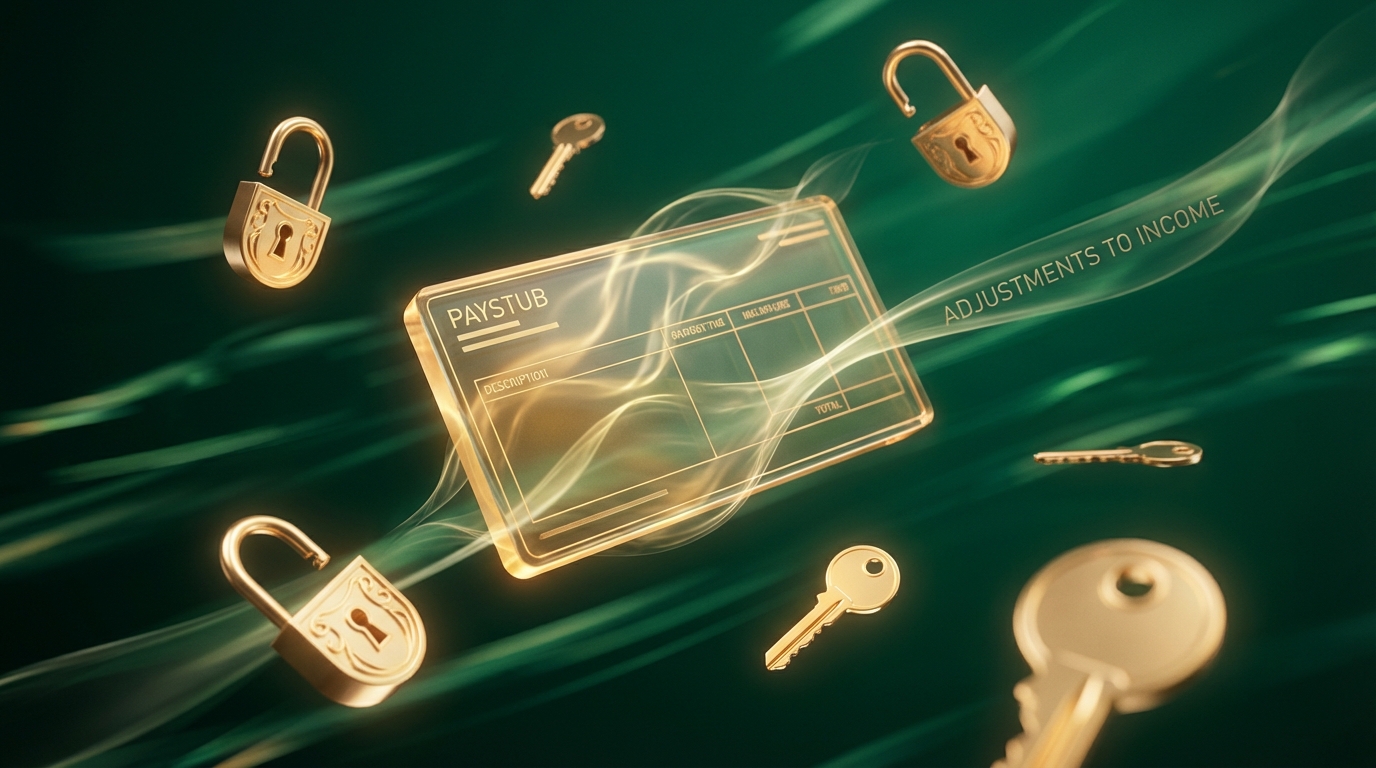   Illustration of a glowing paystub with unlocked padlocks, representing the 2025 One Big Beautiful Bill tax adjustments and new standard deduction limits. 