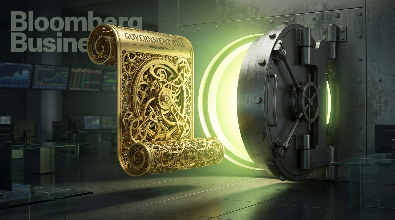   Golden clockwork mechanism representing the OBBBA tax bill unlocking a vault of tax refunds and deductions for 2025 filing. 