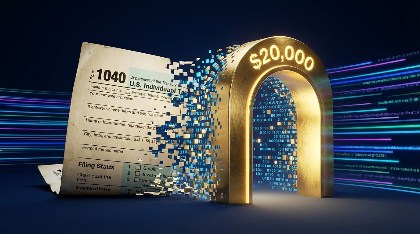   2025 1099-K tax limit reversal illustration showing the return to the $20,000 reporting threshold for gig workers and freelancers. 