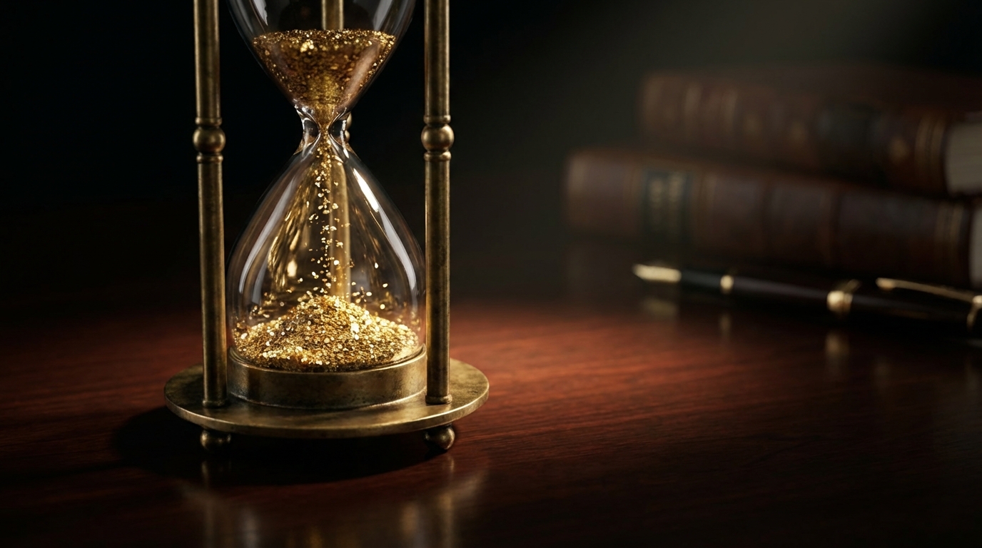   Hourglass with gold dust running out, representing the IRS 3-year statute of limitations on tax refunds and the 2025 filing deadline. 