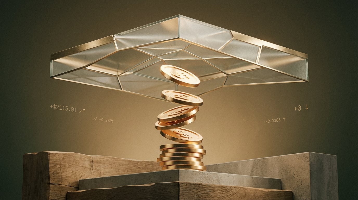   3D illustration of a glass ceiling limiting a stack of coins, representing the 2025 standard deduction limit for dependents. 