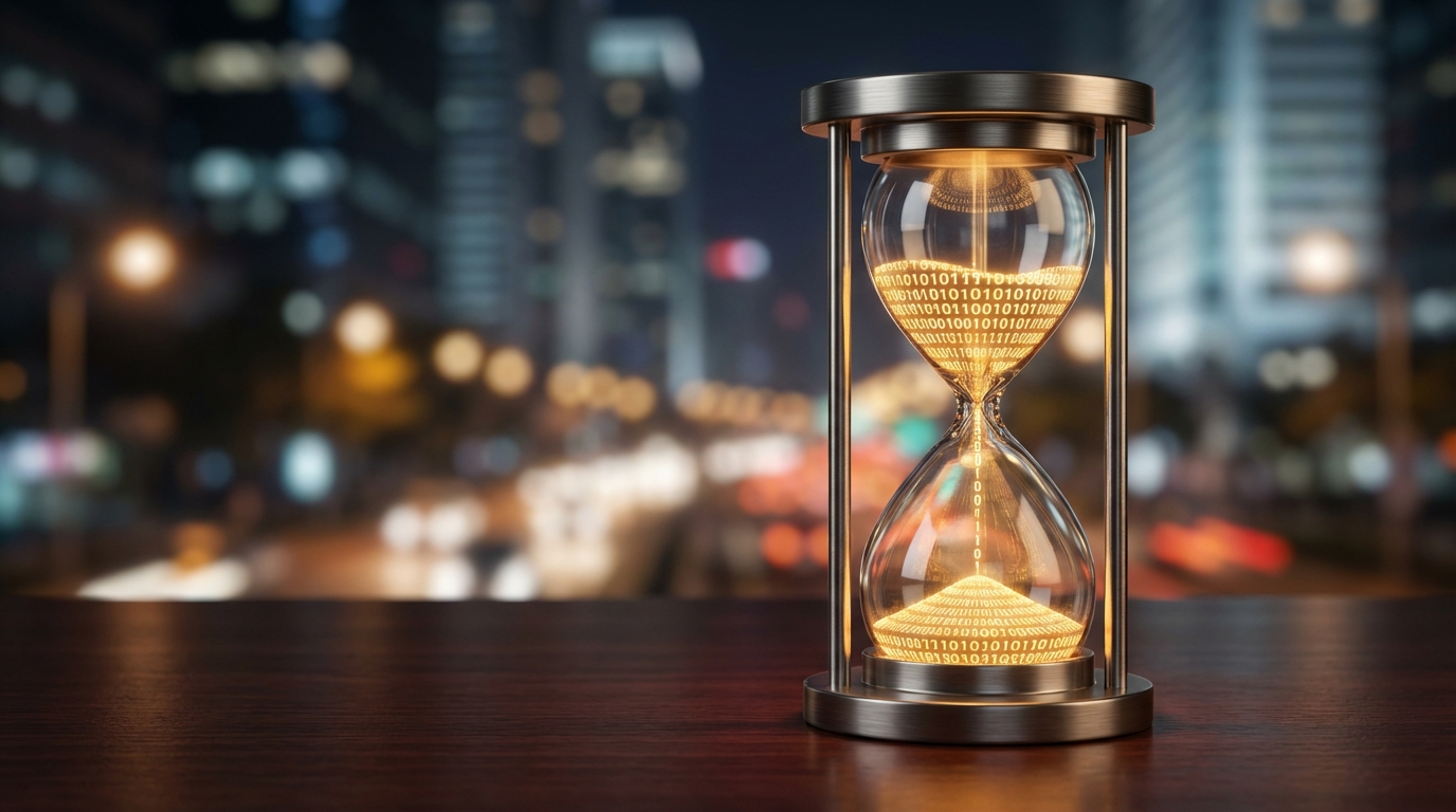   IRS tax extension 2025 deadline hourglass concept with glowing digital sand representing extra time for form 4868 filing 
