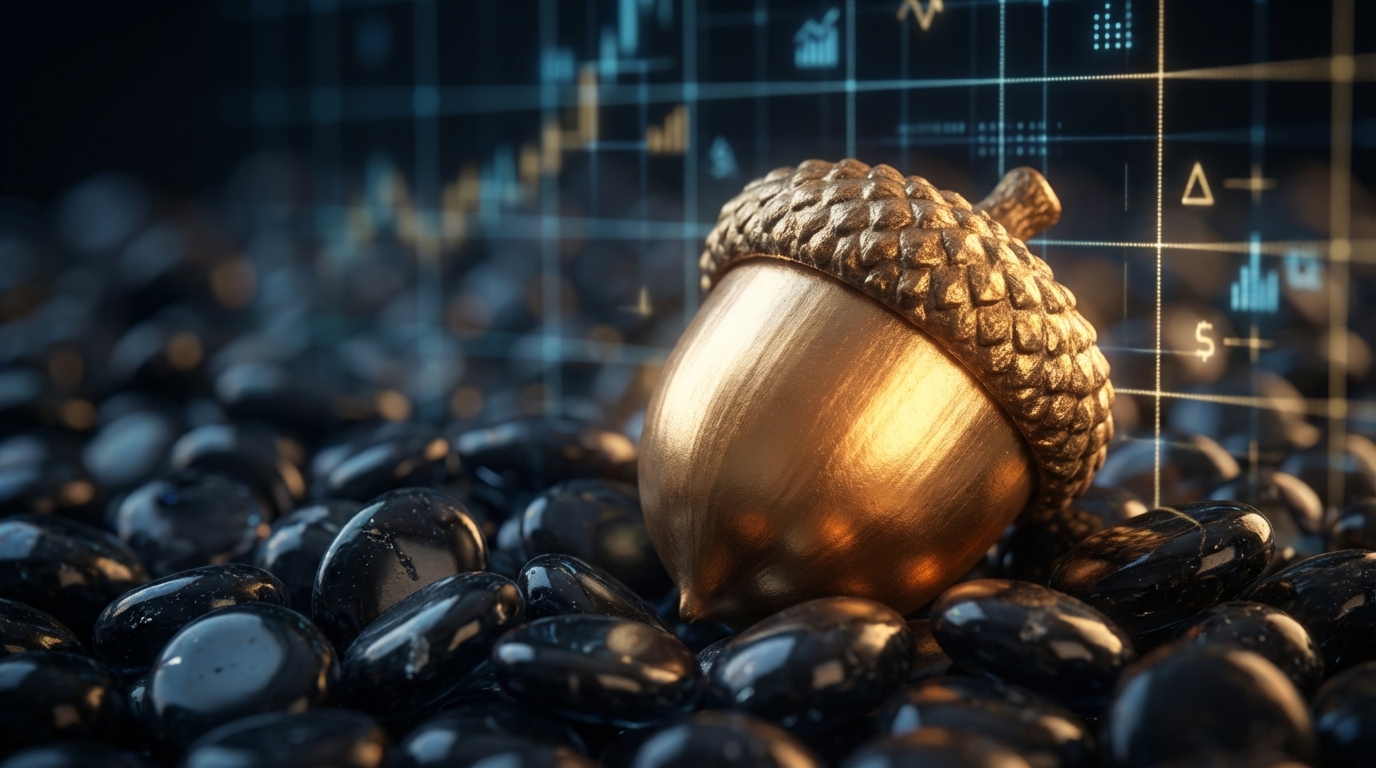   Golden acorn representing the $1,000 federal seed money for Trump Accounts, resting on digital soil to symbolize Section 530A growth. 