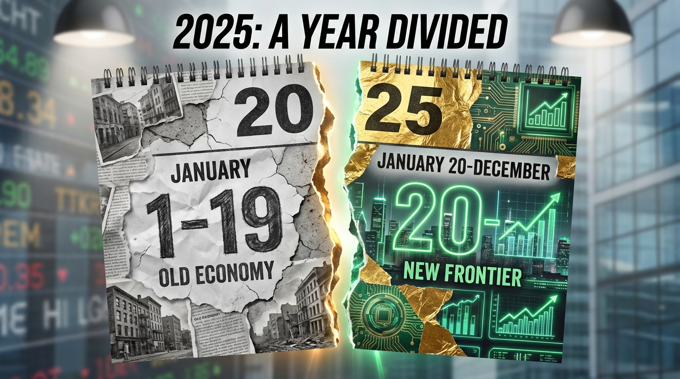   2025 calendar split in half representing the OBBBA tax law change, contrasting 40% bonus depreciation dates with 100% bonus depreciation dates. 