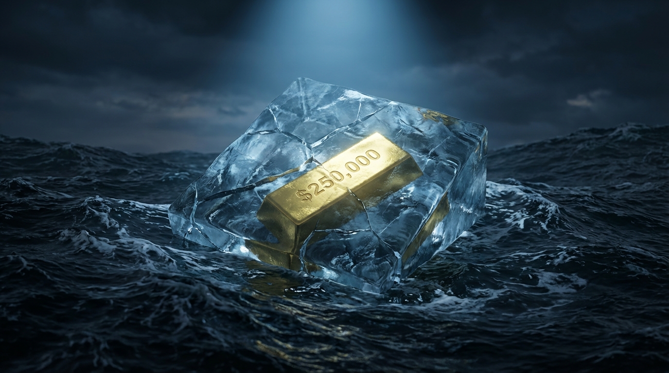   2025 Net Investment Income Tax threshold frozen in ice while inflation water levels rise, symbolizing the stealth tax trap. 
