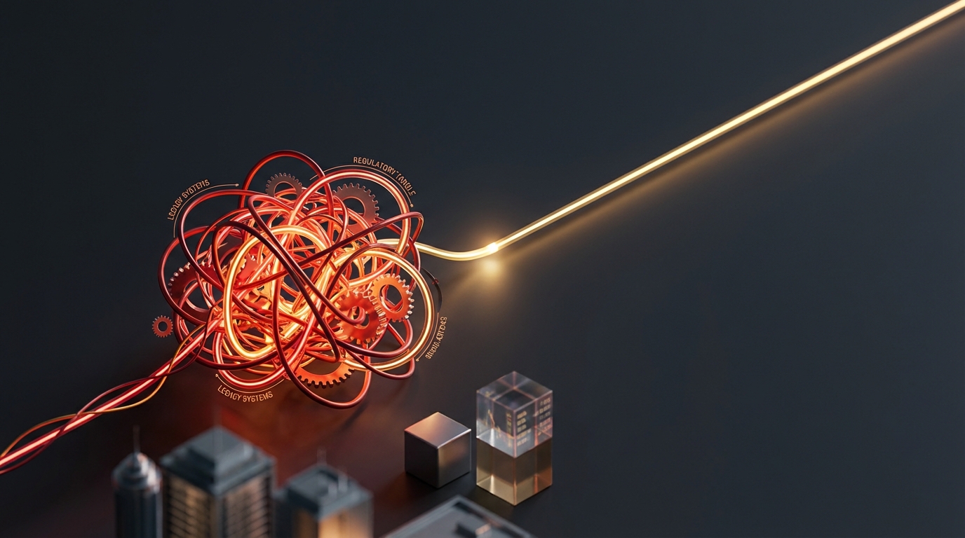   2026 sales tax simplification illustration showing complex red tape transforming into a clear golden path, representing the repeal of transaction thresholds in Illinois and Utah. 