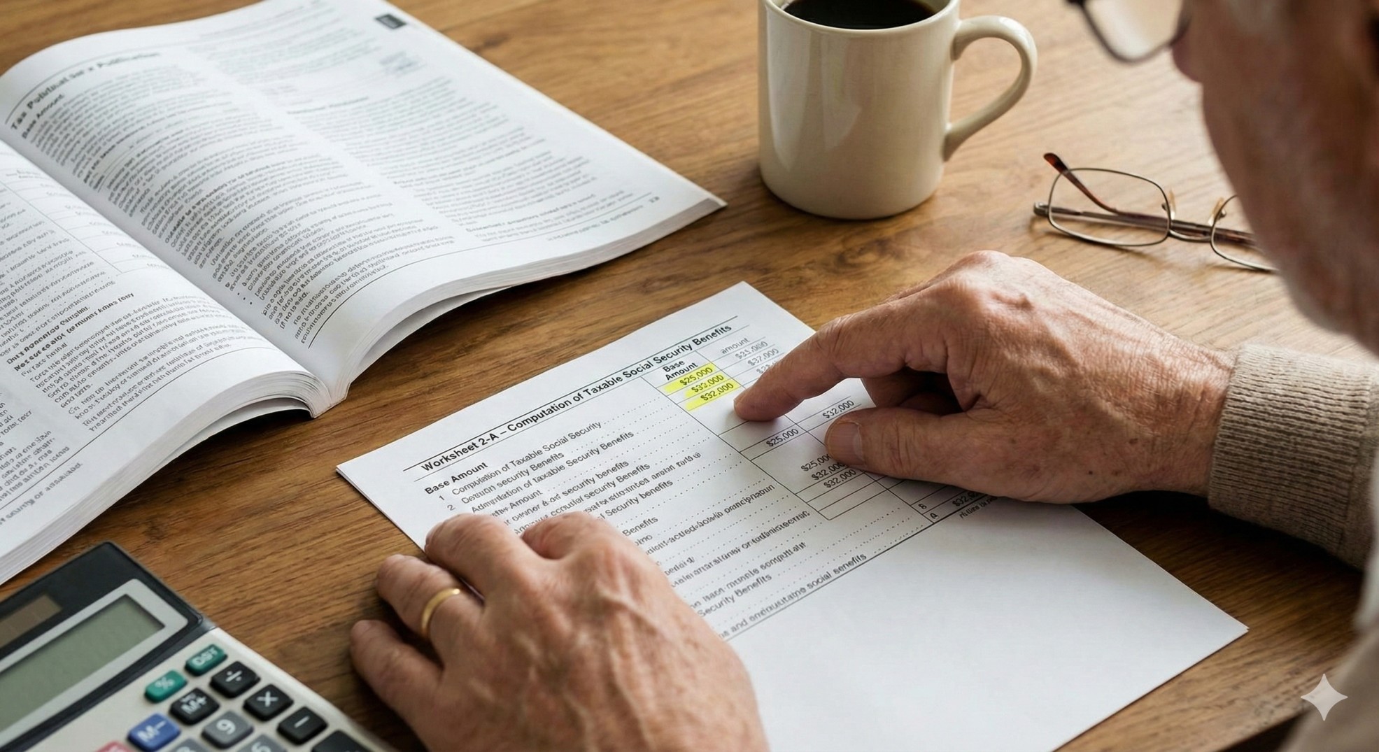   Worksheet 2-A - Computation of Taxable Social Security Benefits. 