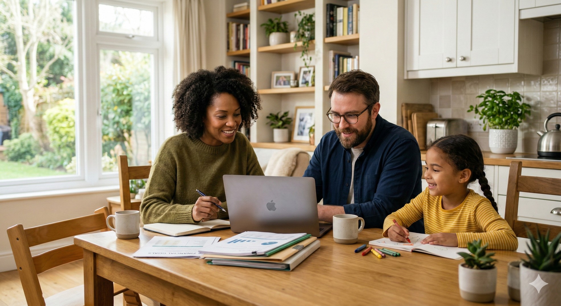   A family researching TANF benefits and cash assistance for families on a laptop at home.
 