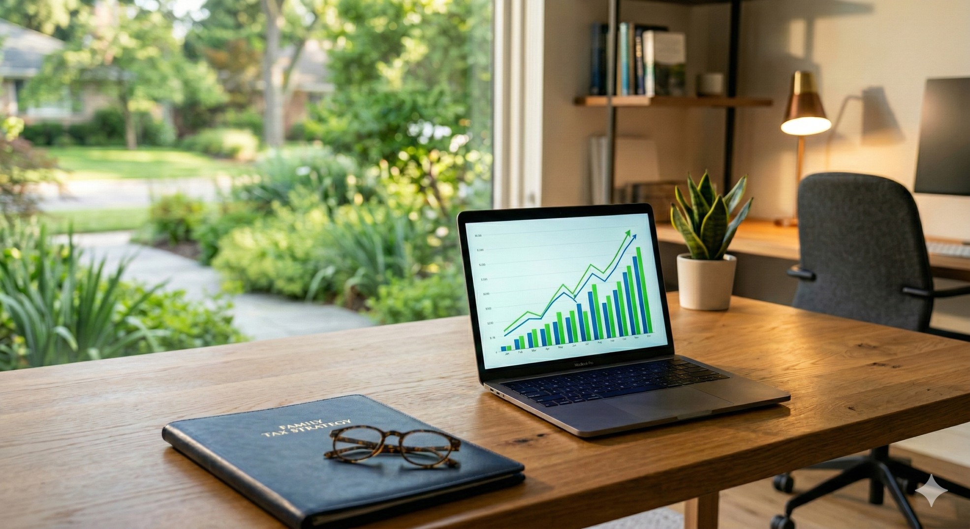   A professional office setting showing financial planning documents for Trump Accounts Section 70204.
 