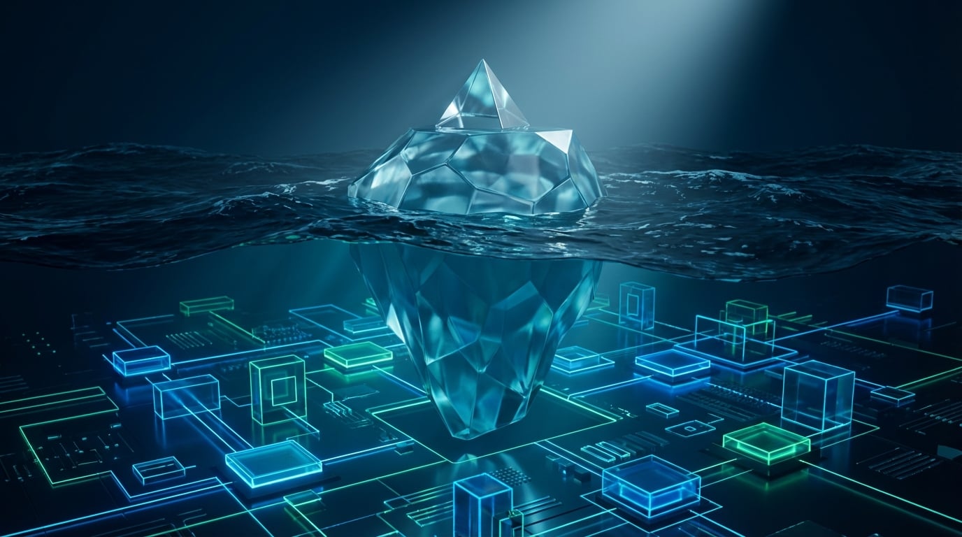   Visual metaphor for FBAR aggregate rule showing small visible account above water and massive hidden foreign assets below surface exceeding 10000 dollar threshold. 