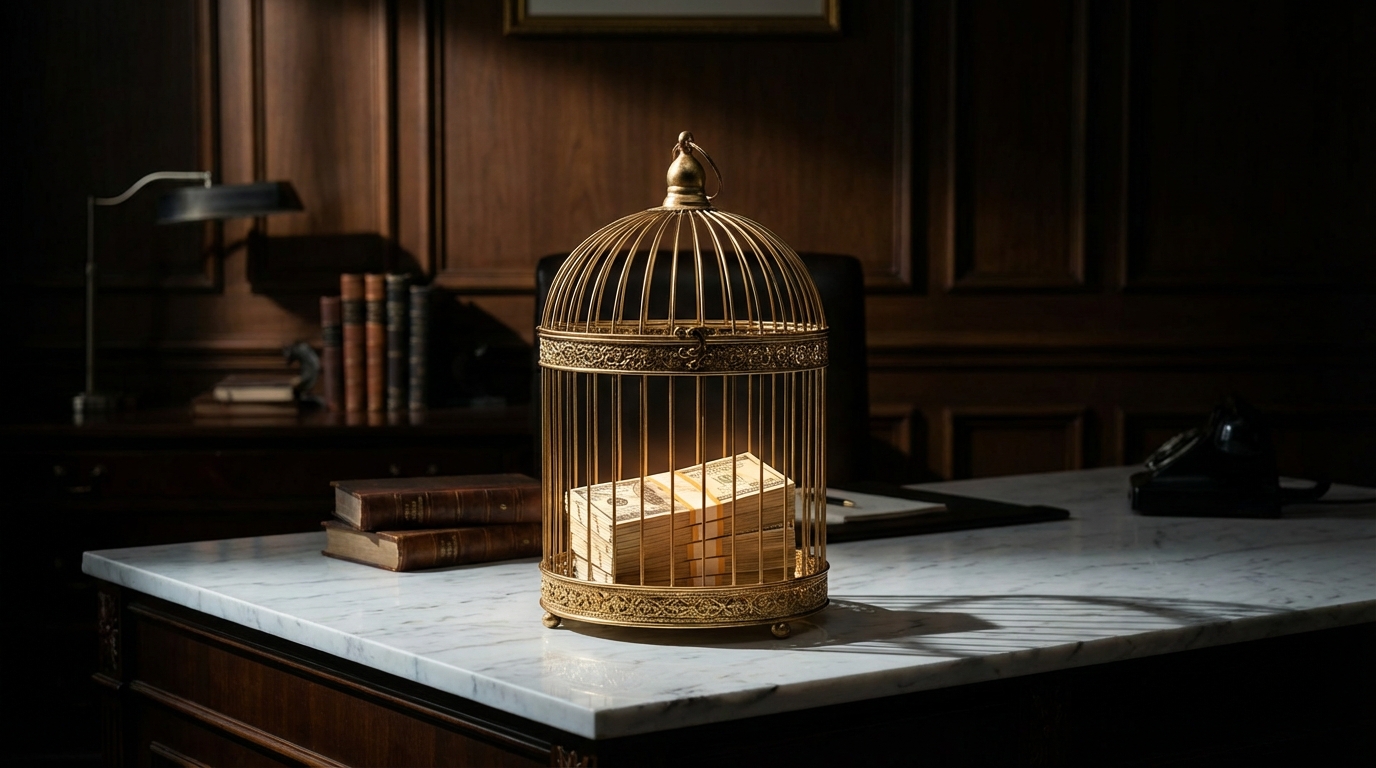   2025 AMT SALT trap illustration showing a golden cage representing the 40k deduction limit 