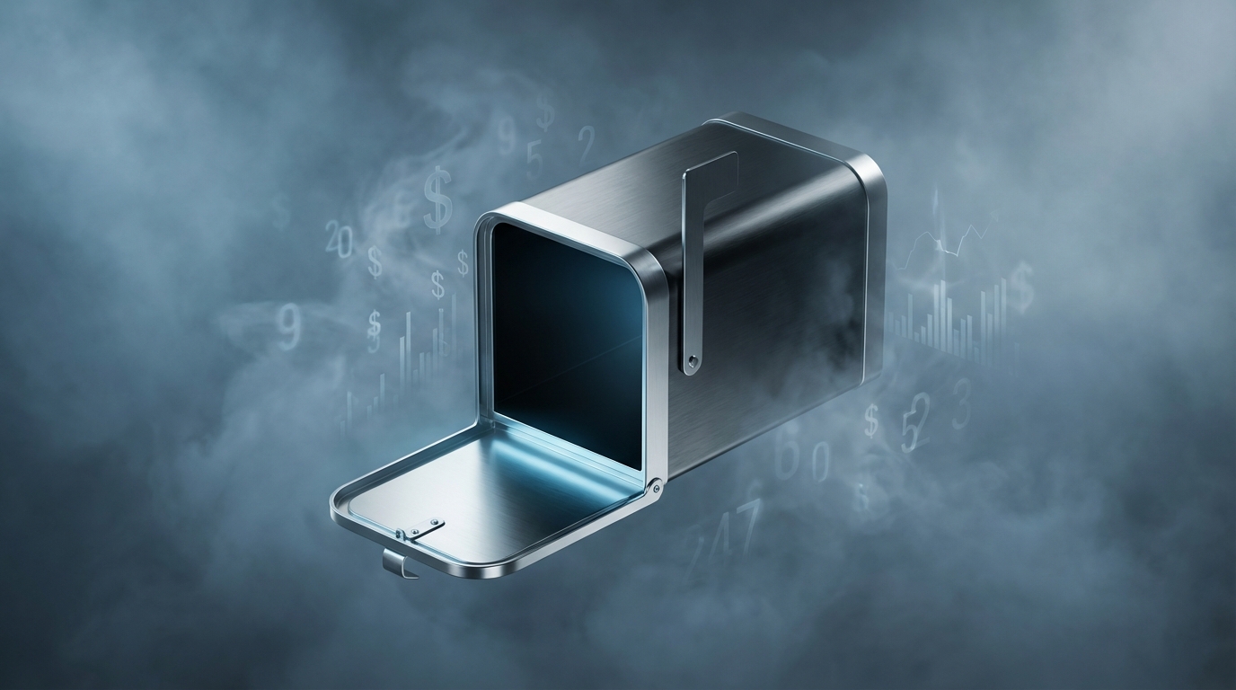   3D illustration of an empty mailbox representing the 2025 1099-K reporting threshold increase to $20,000 under the OBBB Act. 