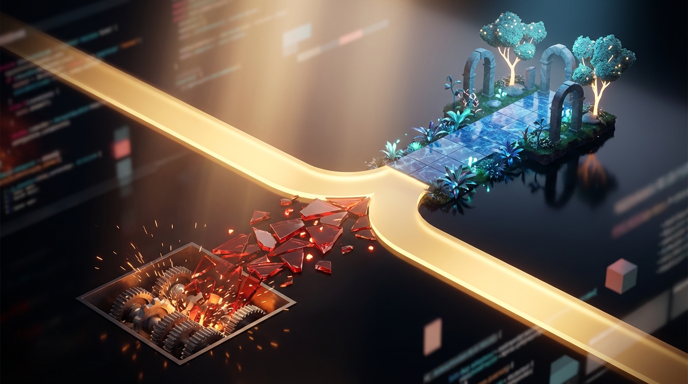   Abstract 3D illustration showing two financial paths: one dangerous red path representing Schedule K-1 Box 4 guaranteed payments and one safe blue path representing Box 5 interest income. 