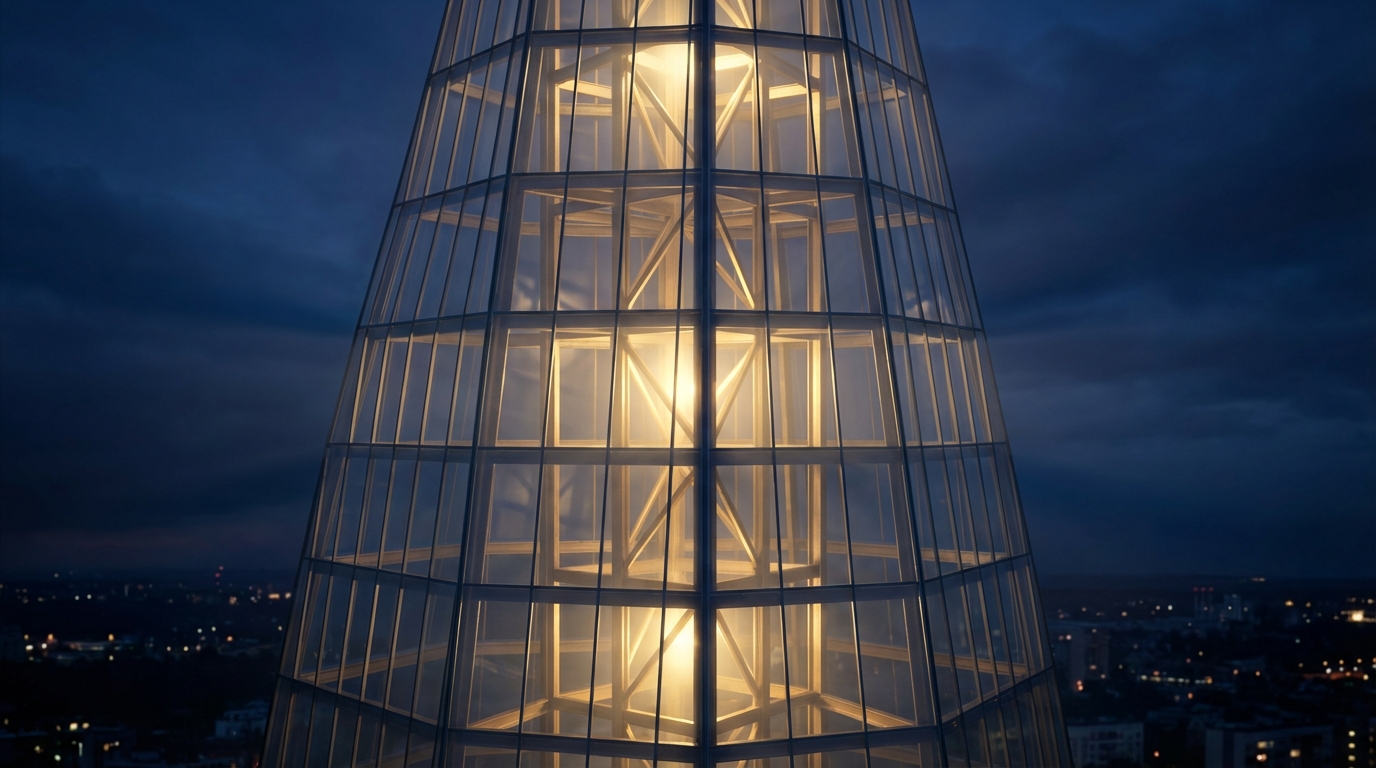   3D illustration of a partnership structure illuminated by new 2025 OBBBA tax laws, representing permanent QBI and depreciation rules. 