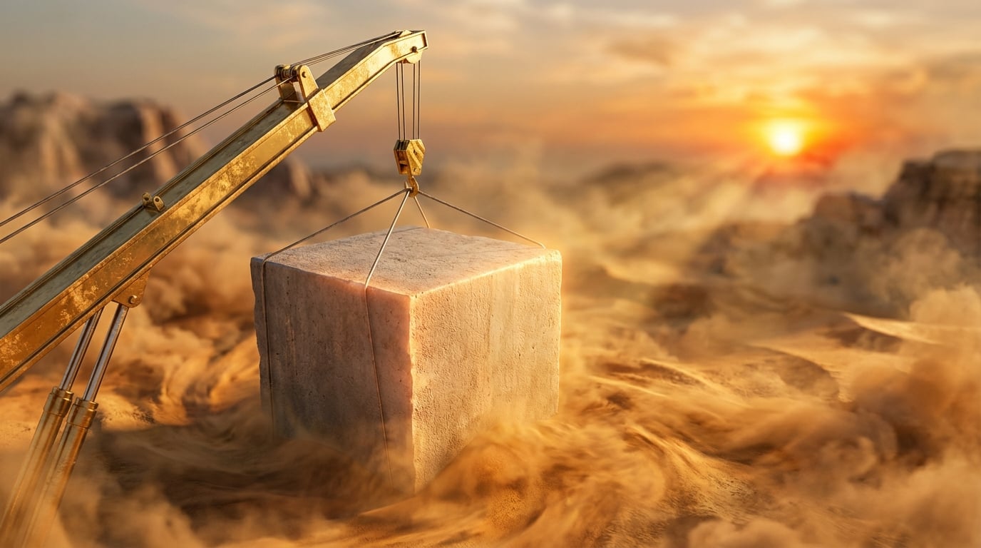  Illustration of a solid concrete foundation being set in place, symbolizing the permanent Section 199A QBI deduction established by the OBBBA act in 2025. 