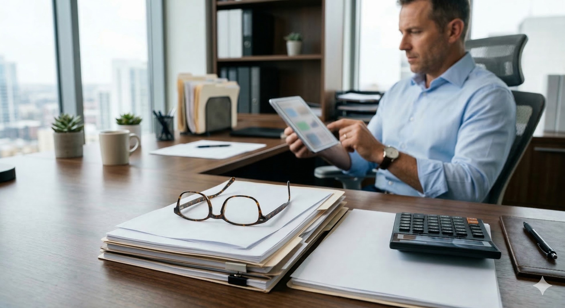   A professional reviewing financial documents to calculate the American Opportunity Credit. 
