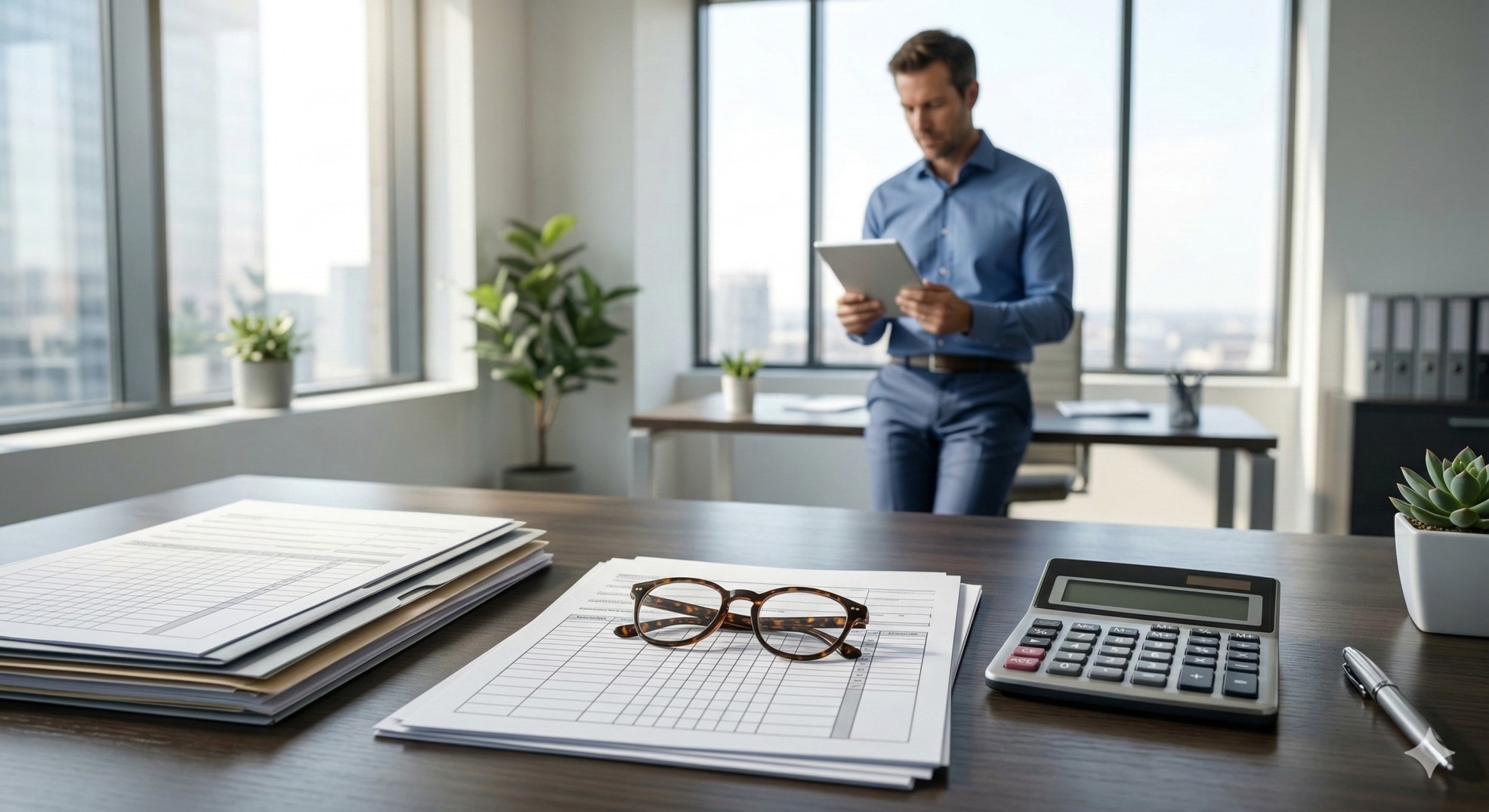   A professional reviewing financial documents related to Corporate Tax Deadlines 2026. 