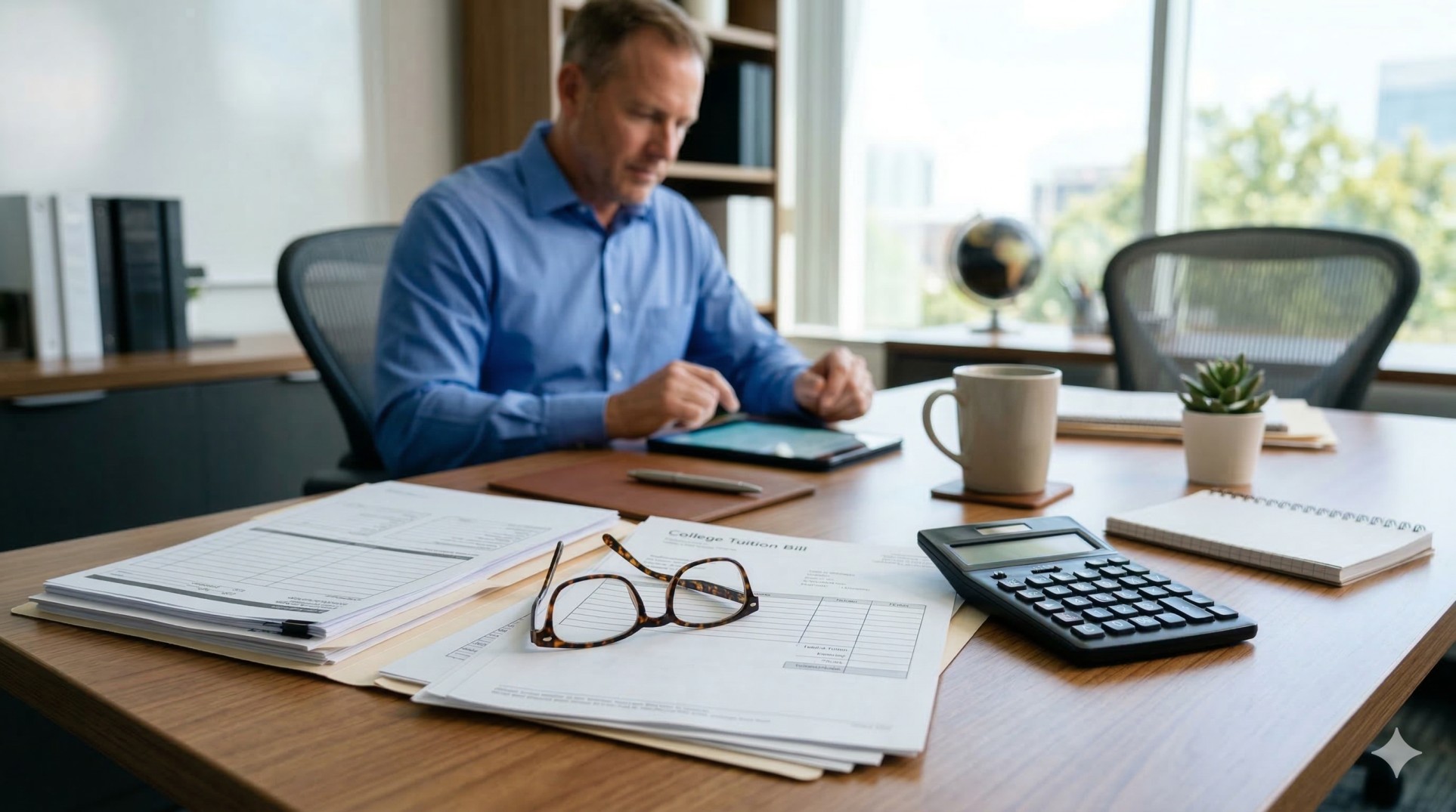   A professional reviewing financial documents related to education tax credits and deductions. 