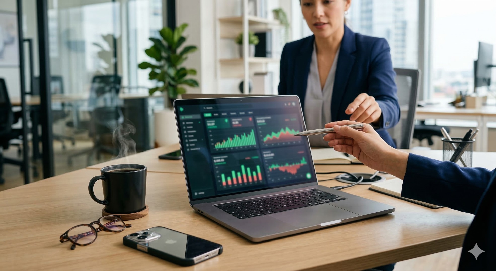   Professional tax strategist analyzing IRS Transcript Codes on a laptop in a modern office. 