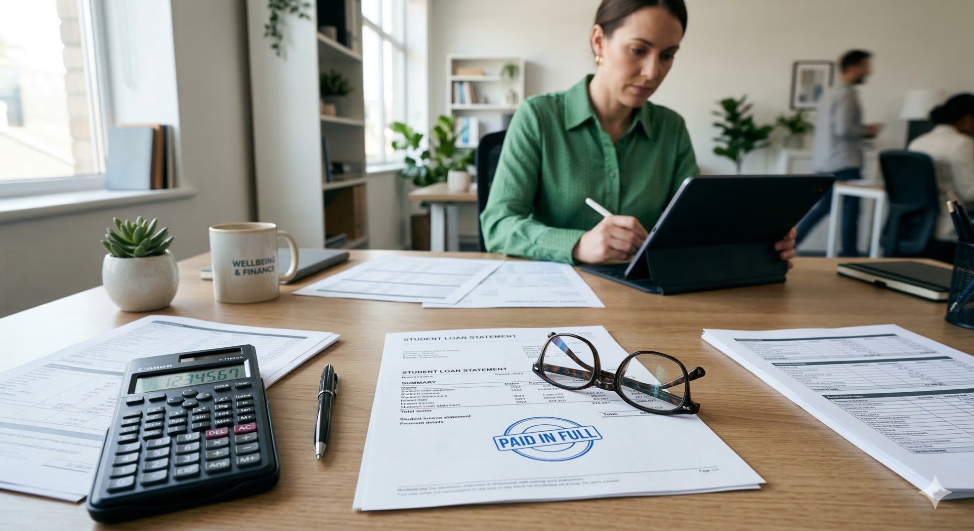   A professional reviewing financial documents related to tax-free student loan forgiveness 2025. 