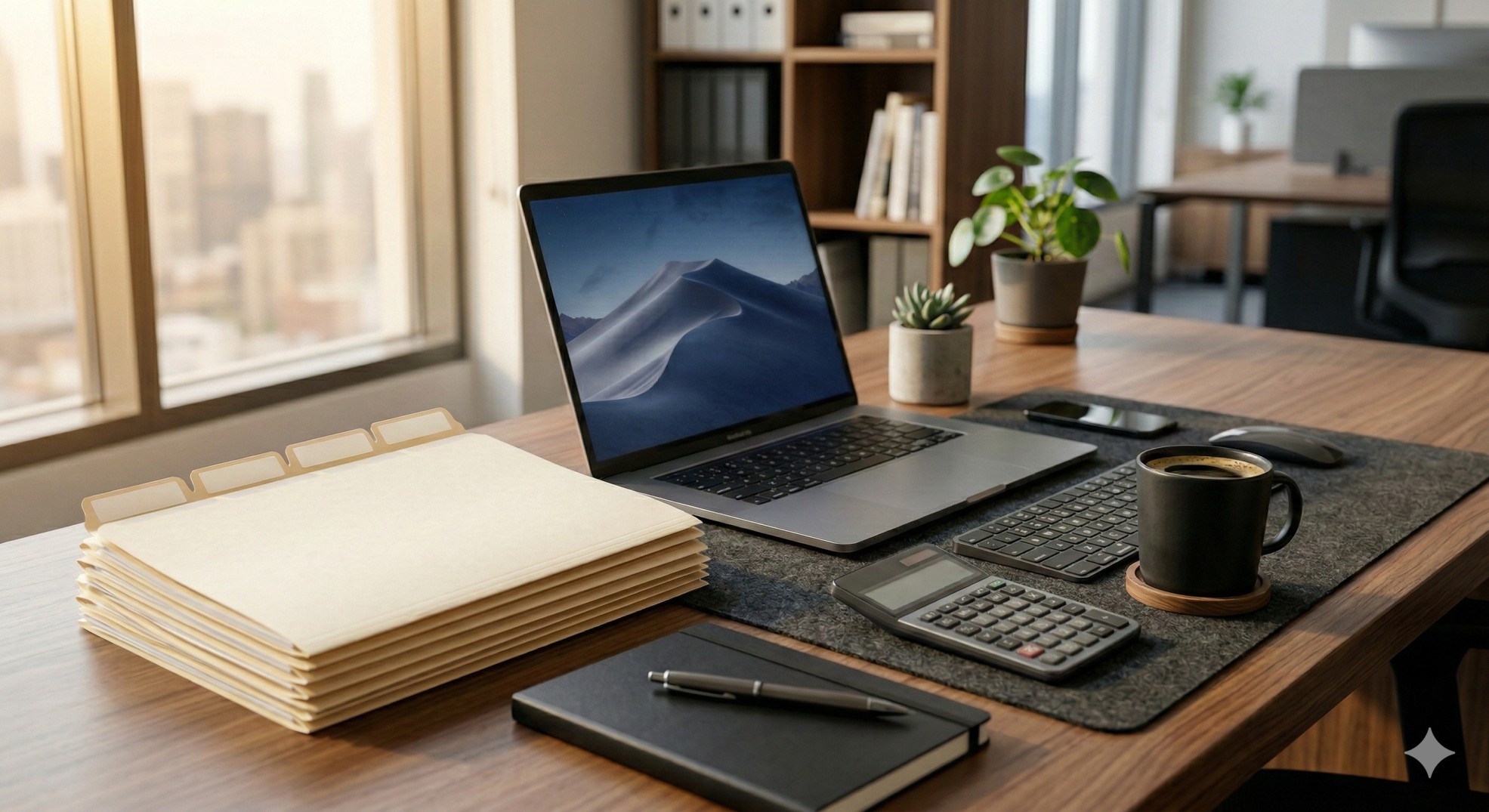   A neatly organized desk showing how to organize tax documents for CPA. 
