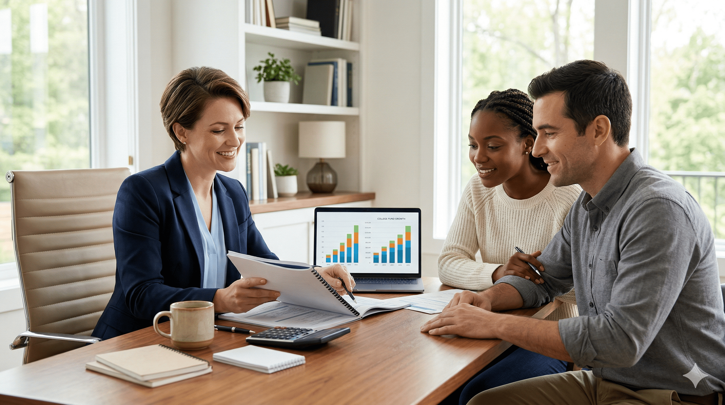   A family consulting a financial advisor about 529 plan rules 2026 for education savings. 