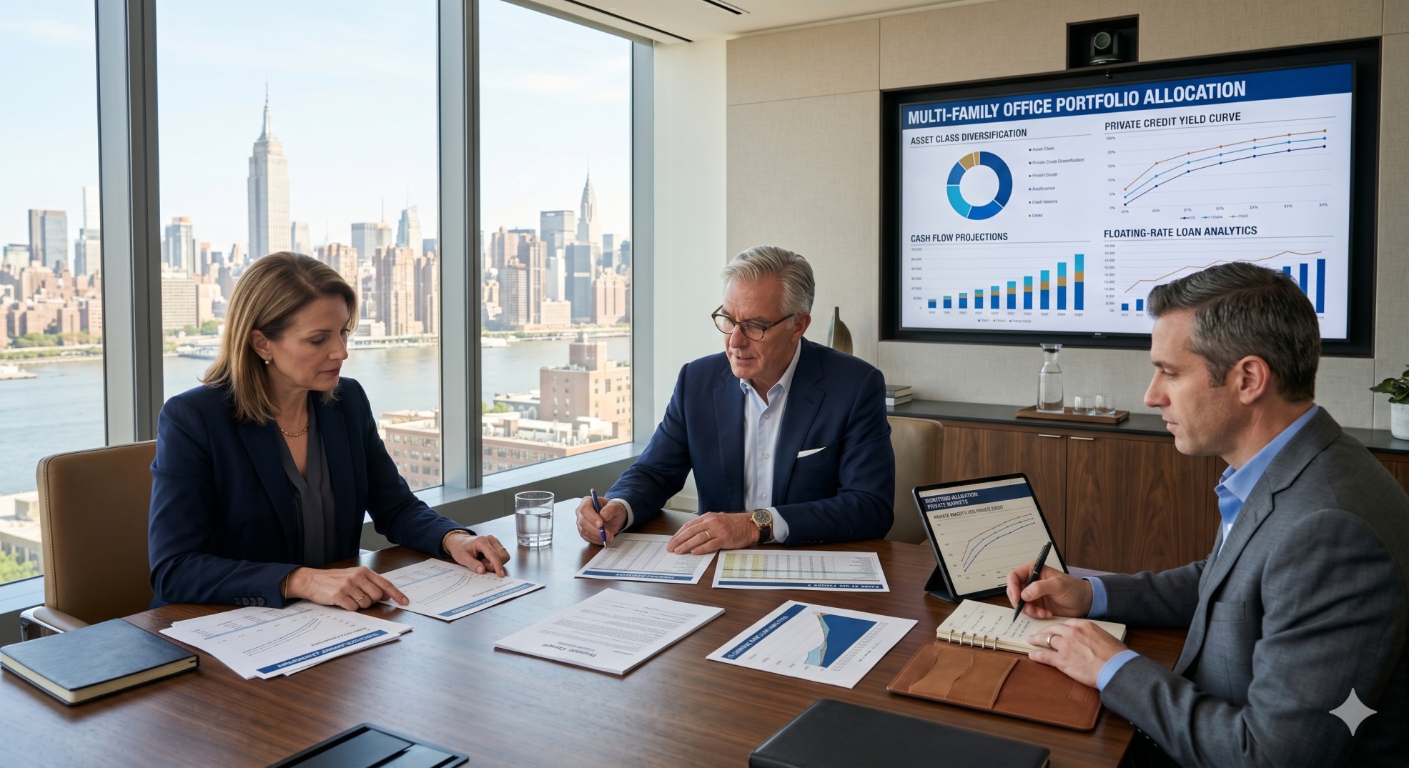   Private credit investment strategy meeting for high-net-worth investors 