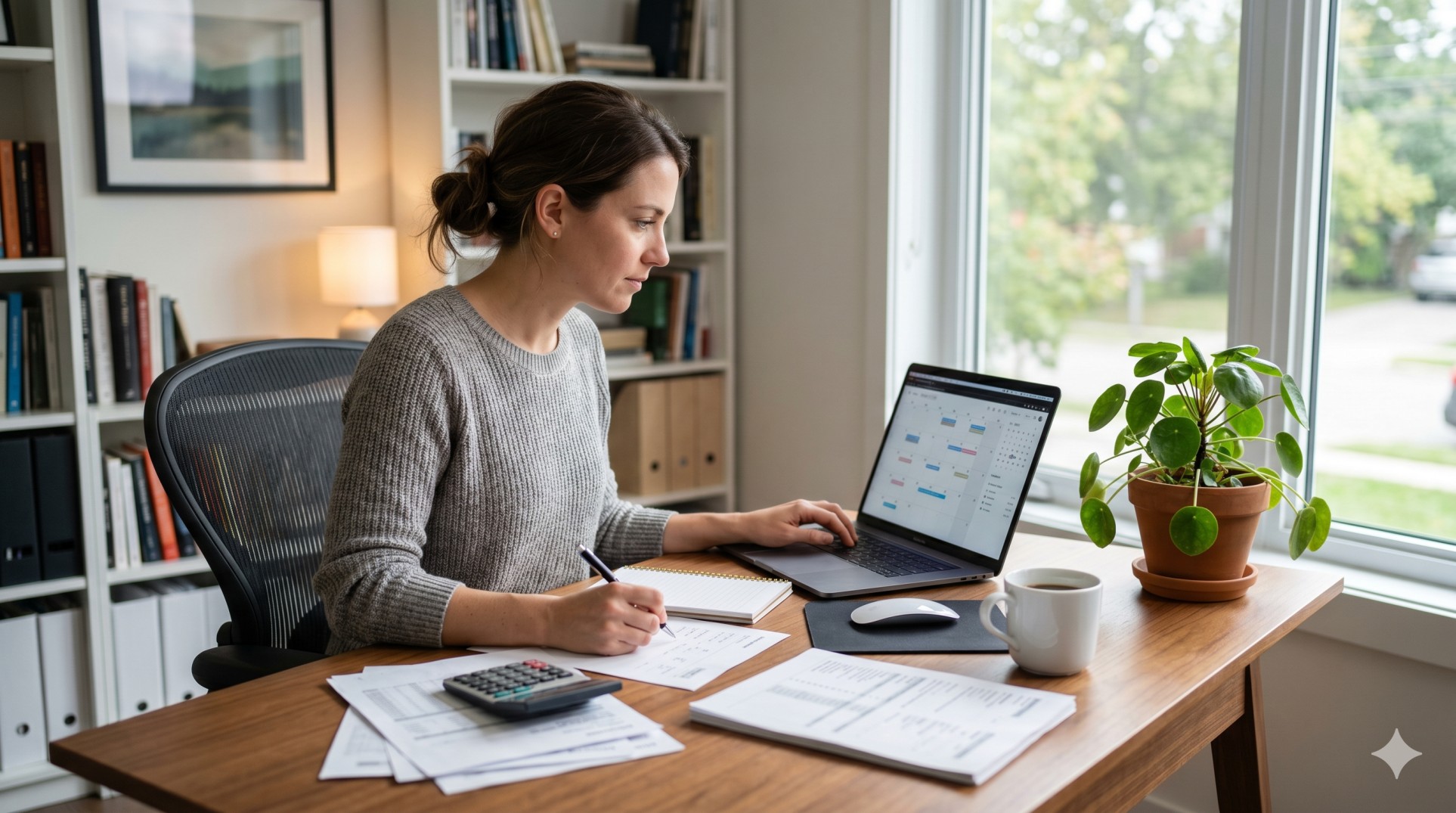   A taxpayer organizing documents to avoid IRS tax extension penalties. 