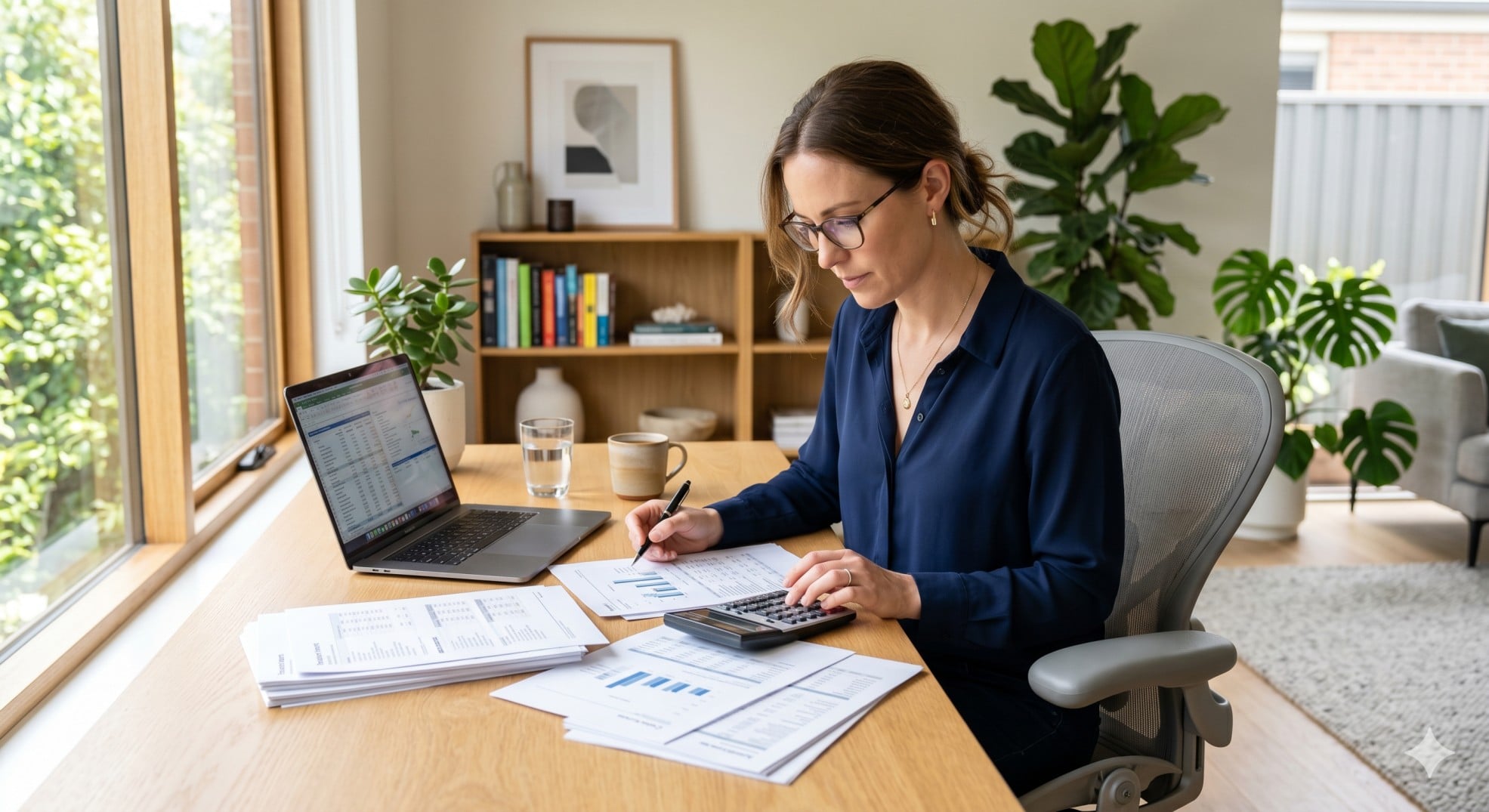   A taxpayer calculating their California dependent parent credit using state tax forms and financial records. 