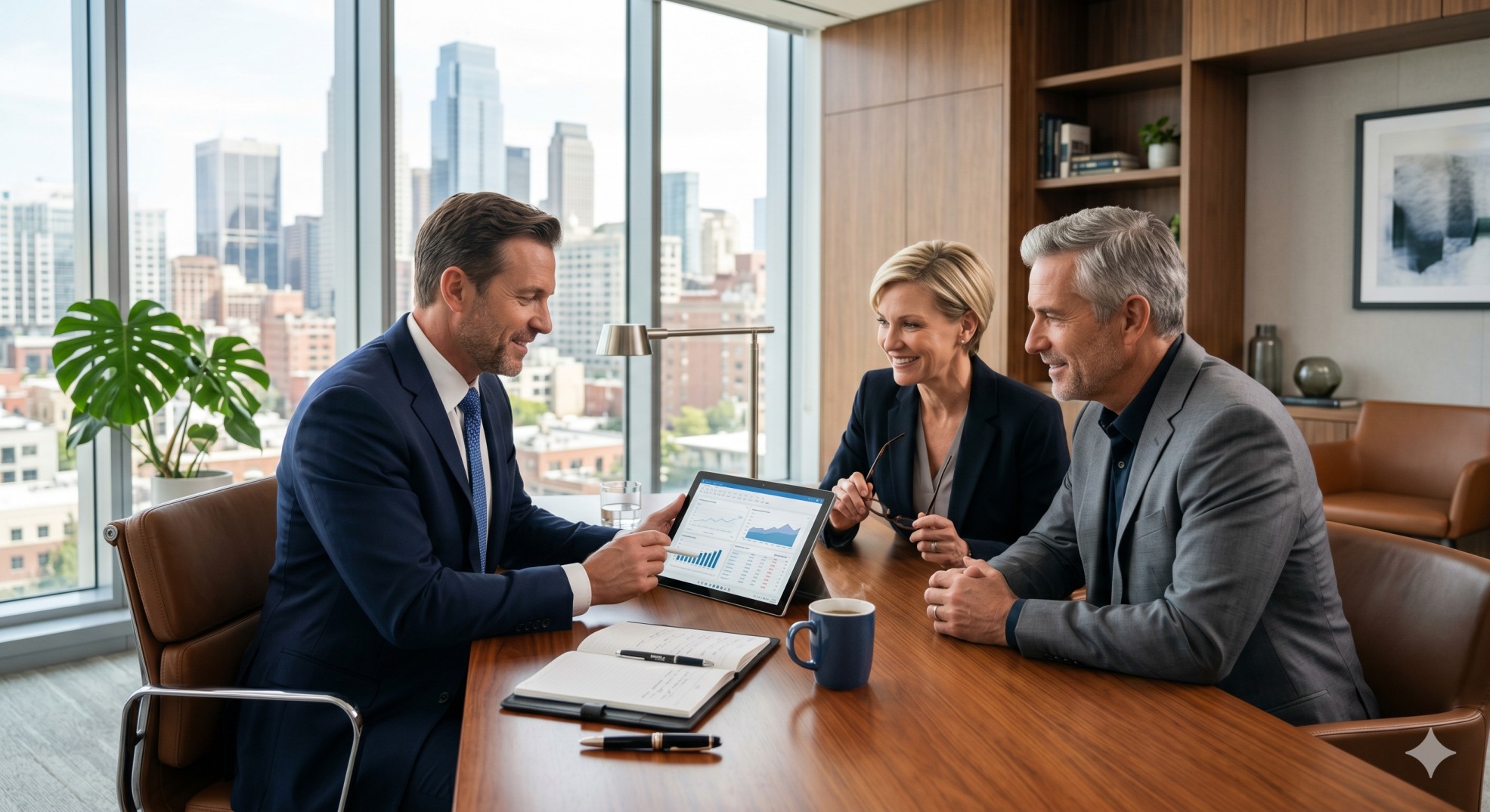   A financial professional explaining the strategic benefits of filing a tax extension to a client. 