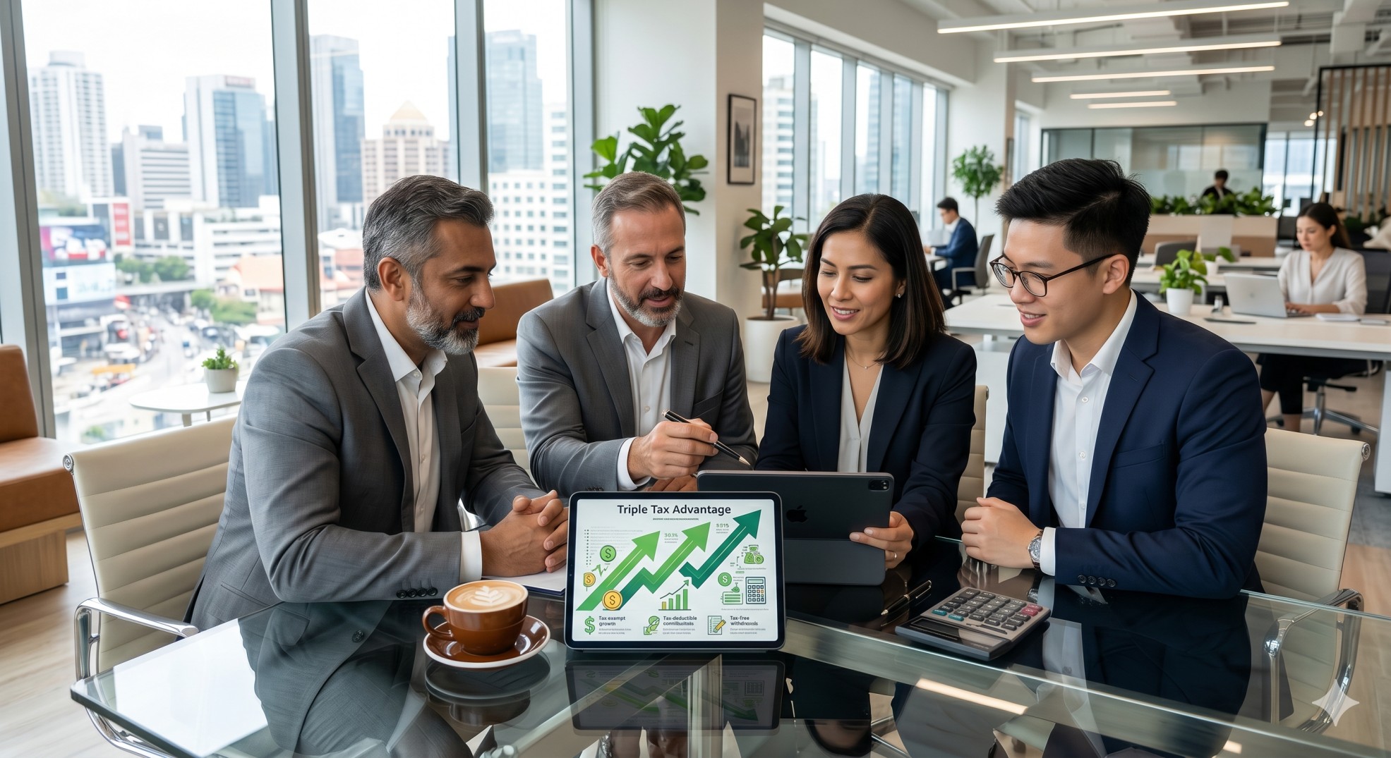   A financial professional analyzing HSA tax benefits 2026 on a digital tablet. 