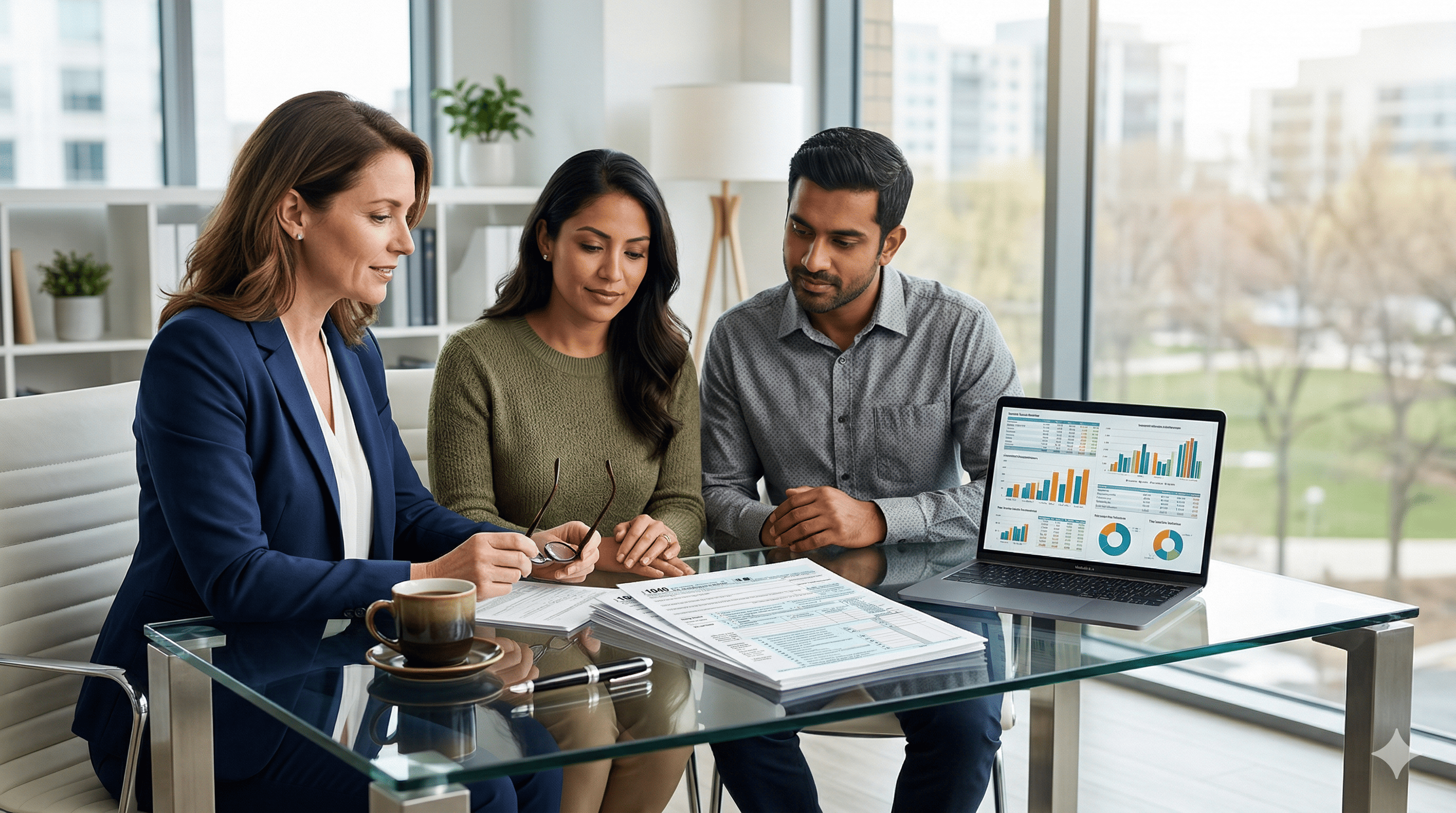   A couple discussing the marriage penalty 2026 with a financial advisor to optimize their tax strategy. 