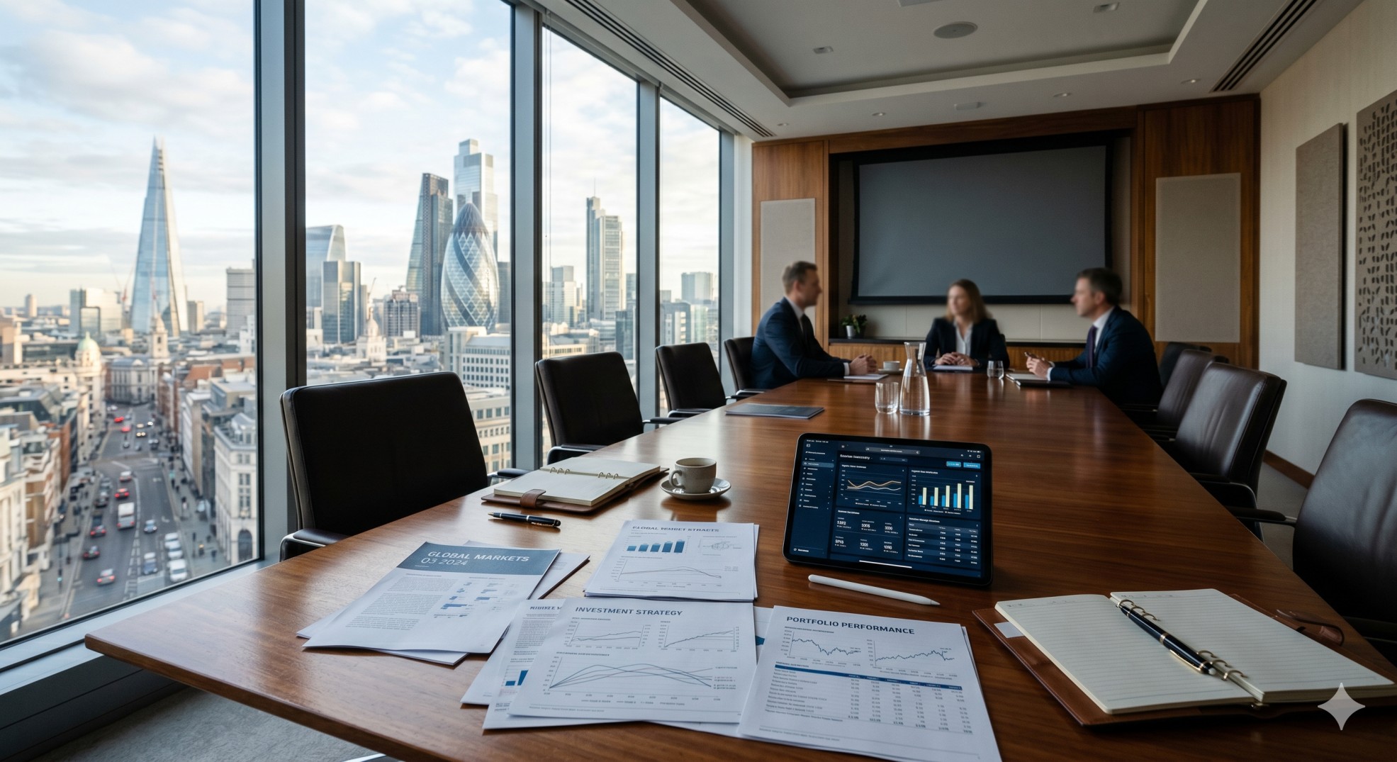    A modern financial boardroom representing institutional private credit investing strategies. 