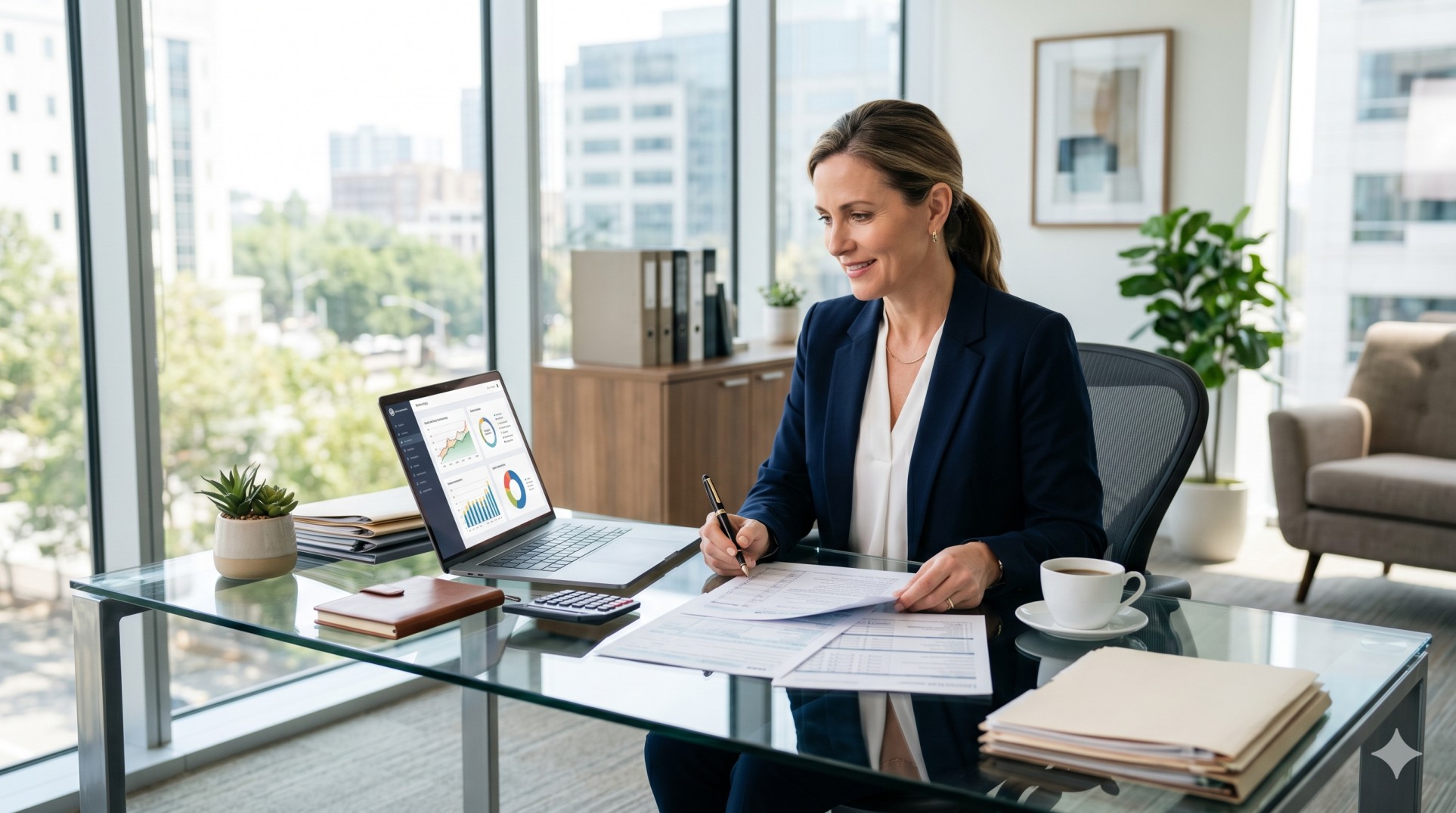   A financial professional analyzing tax extension strategies 2025 on a laptop. 