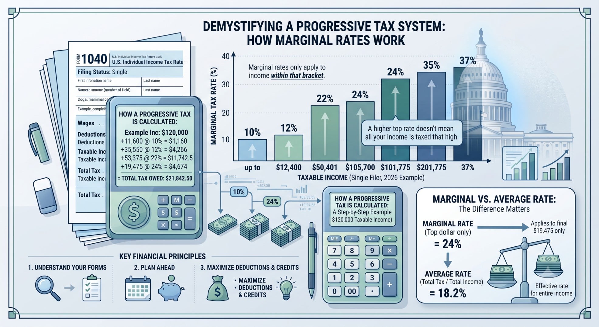 Diagram illustrating the progressive nature of federal income tax rates