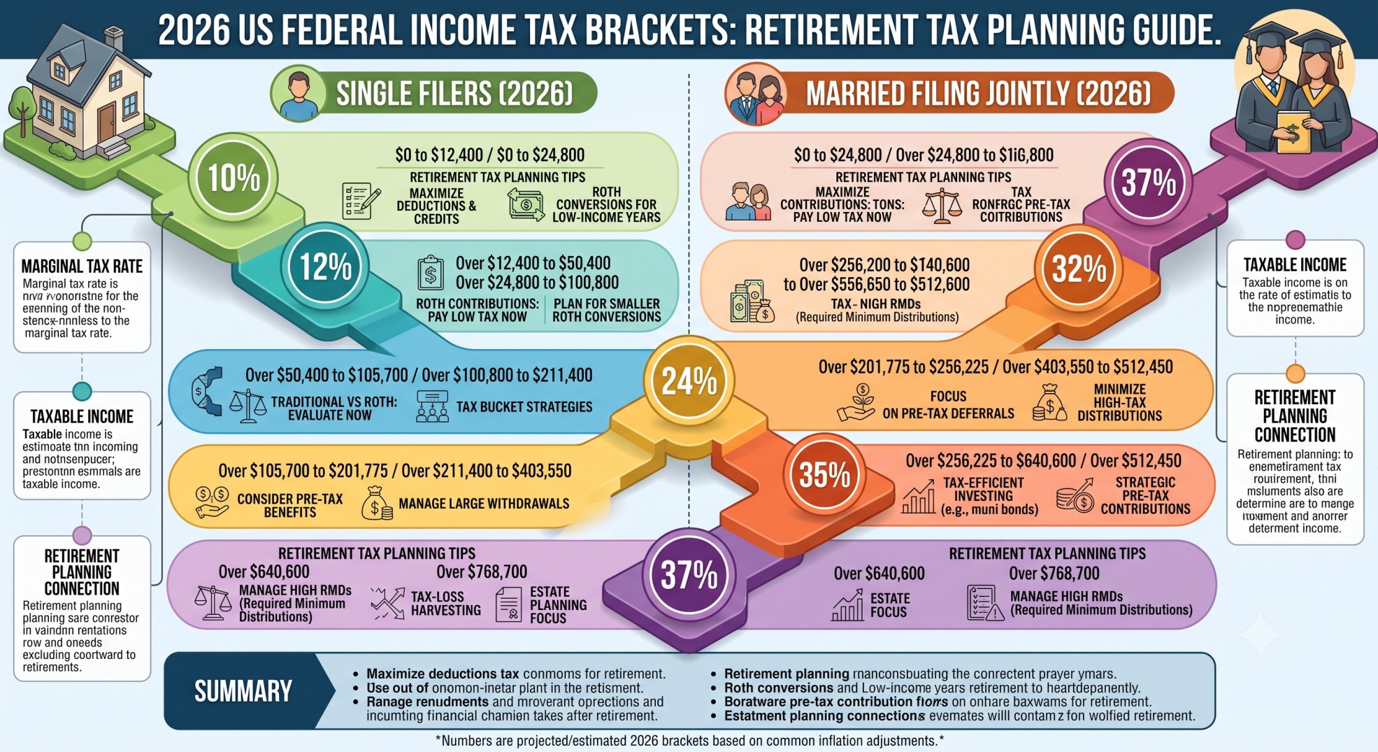 2026 federal income tax bracket chart used for Bridge Years Roth conversion planning