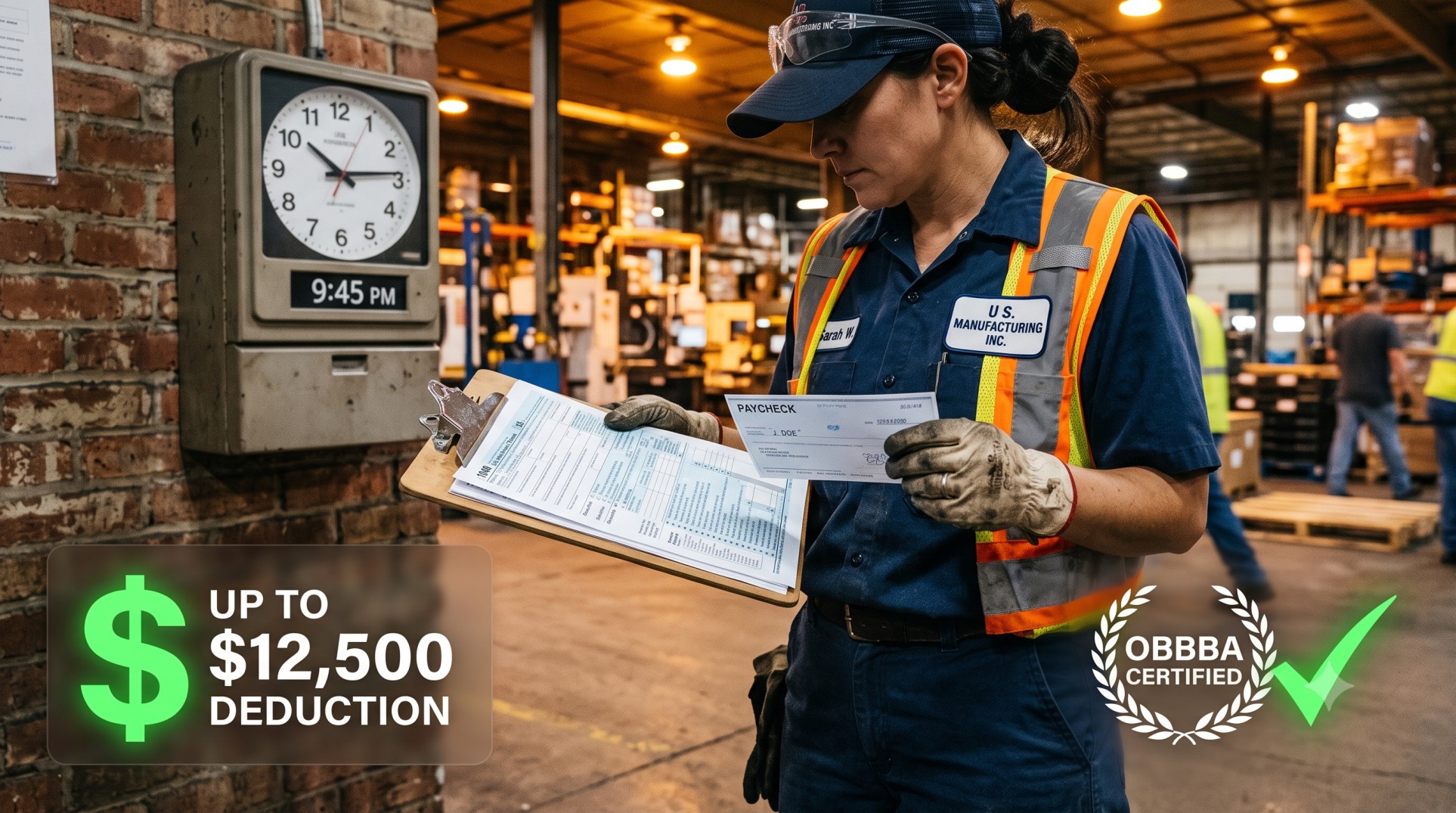   W-2 hourly worker reviewing OBBBA overtime tax deduction Form 1040 Schedule 1-A 2025 
