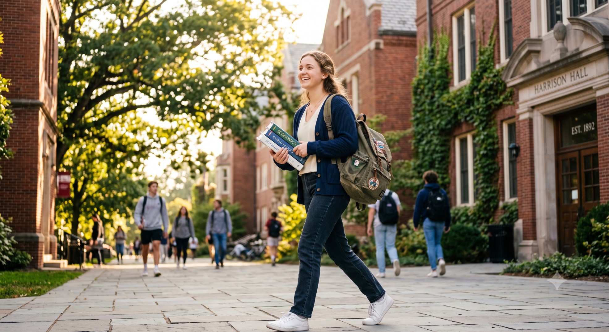 A college student on a university campus, illustrating how to use unlimited tuition exclusion rules and how to avoid gift tax return filings.