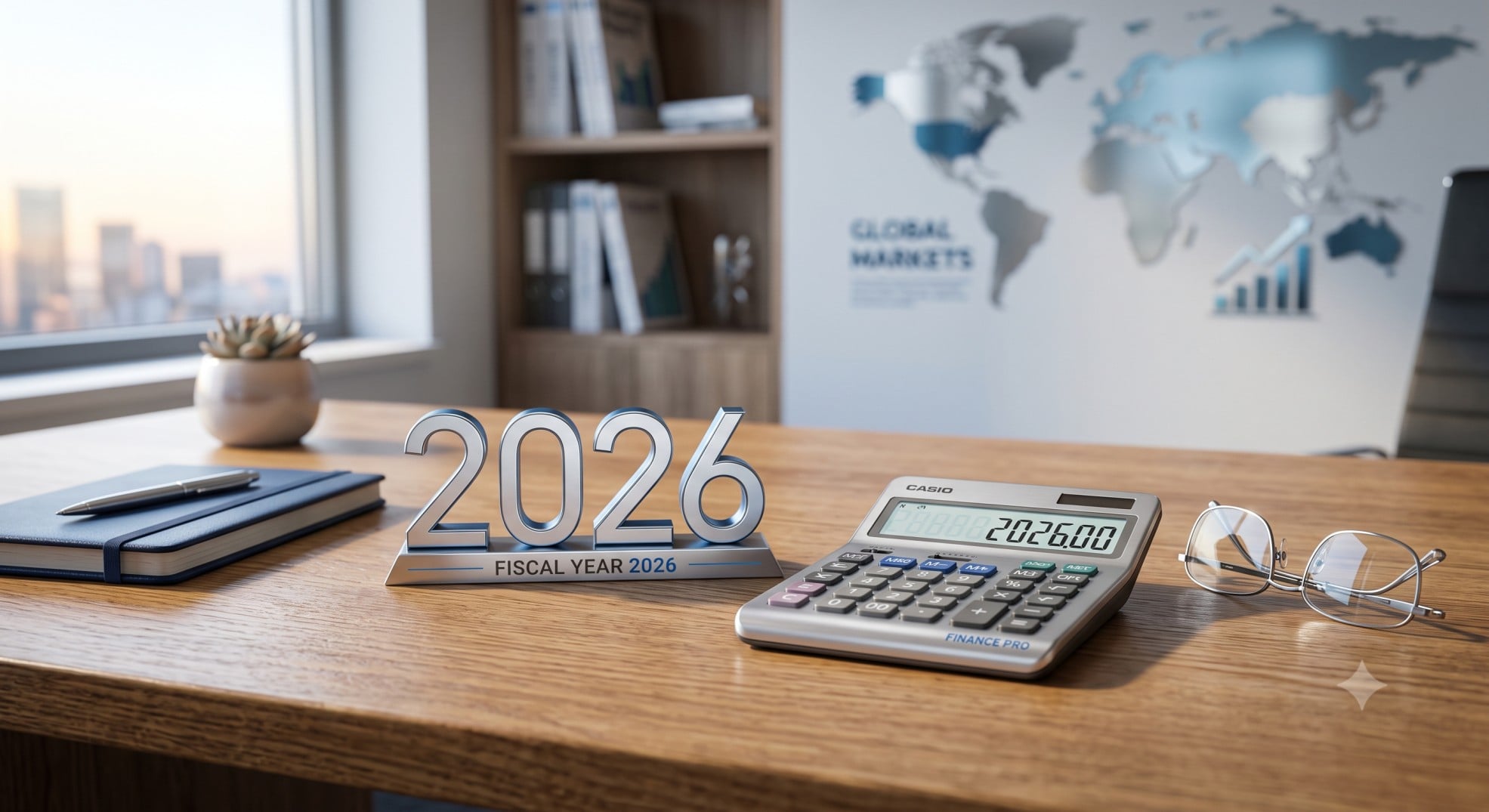 A calculator and reading glasses representing the 2026 baseline tax deductions for seniors.