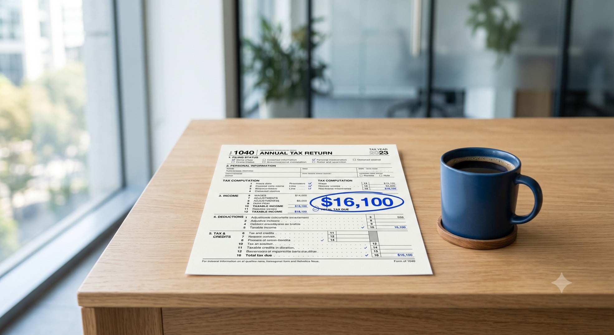 A tax document highlighting the $16,100 standard deduction for single filers in 2026.
