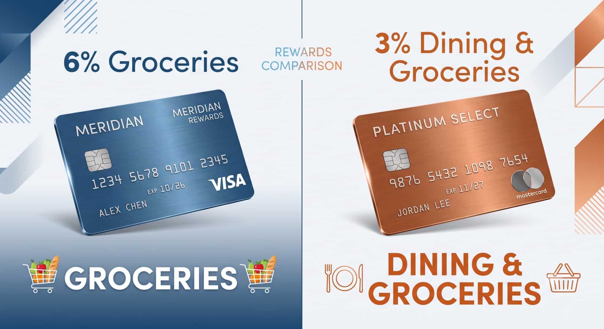 A side-by-side comparison of the Amex Blue Cash Preferred vs Capital One Savor cash back rates.