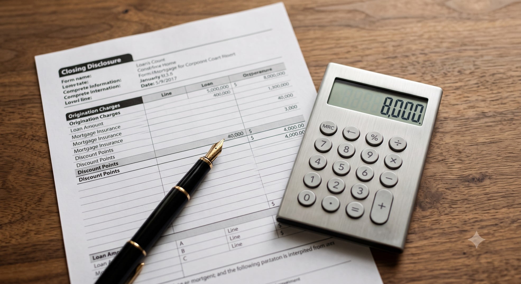 Calculator and mortgage statement representing the $750,000 mortgage interest deduction limit.