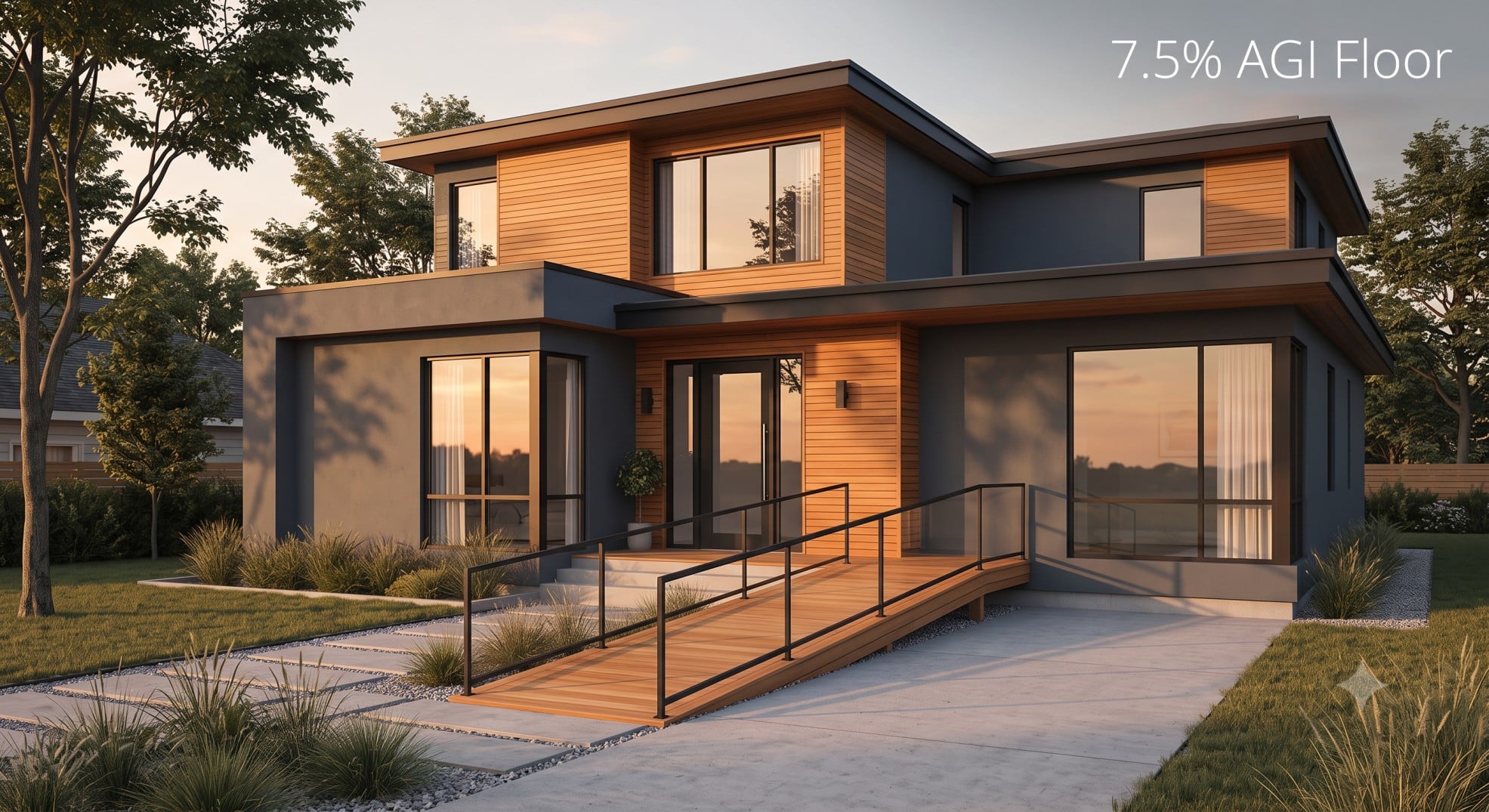 Architectural rendering of a wheelchair ramp representing deductible medical home improvements.