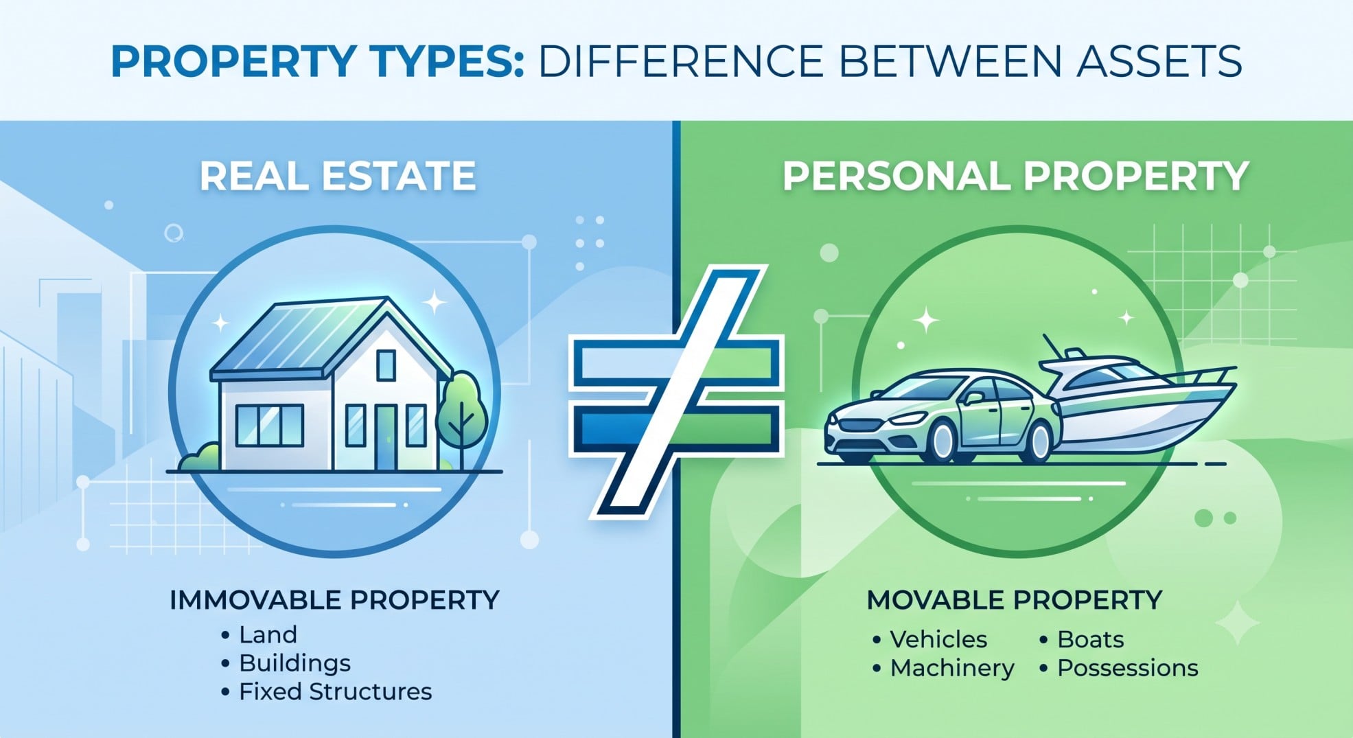 Illustration comparing a house for real estate tax and a car for personal property tax.